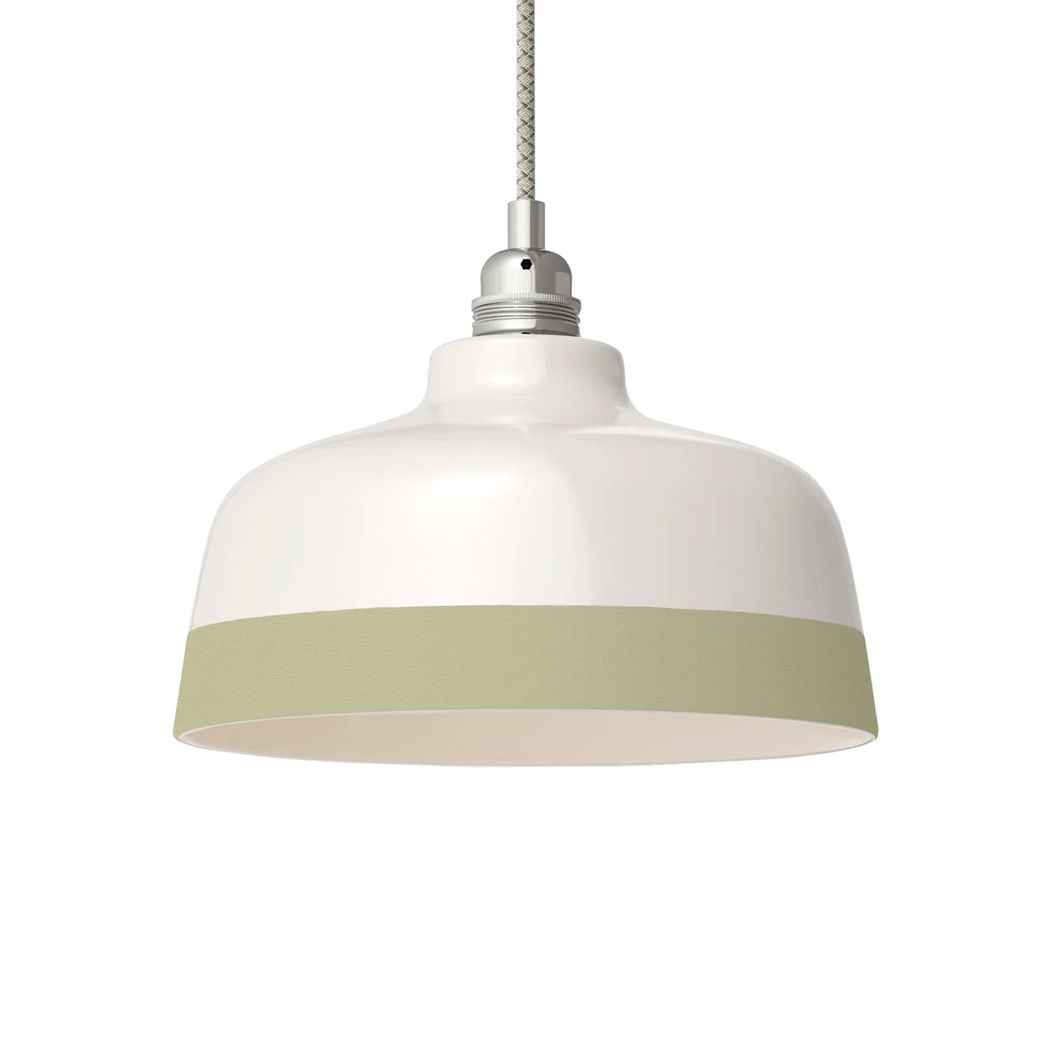 Coppa bicolour ceramic lampshade in White and Sage Green, Materia collection - Made in Italy