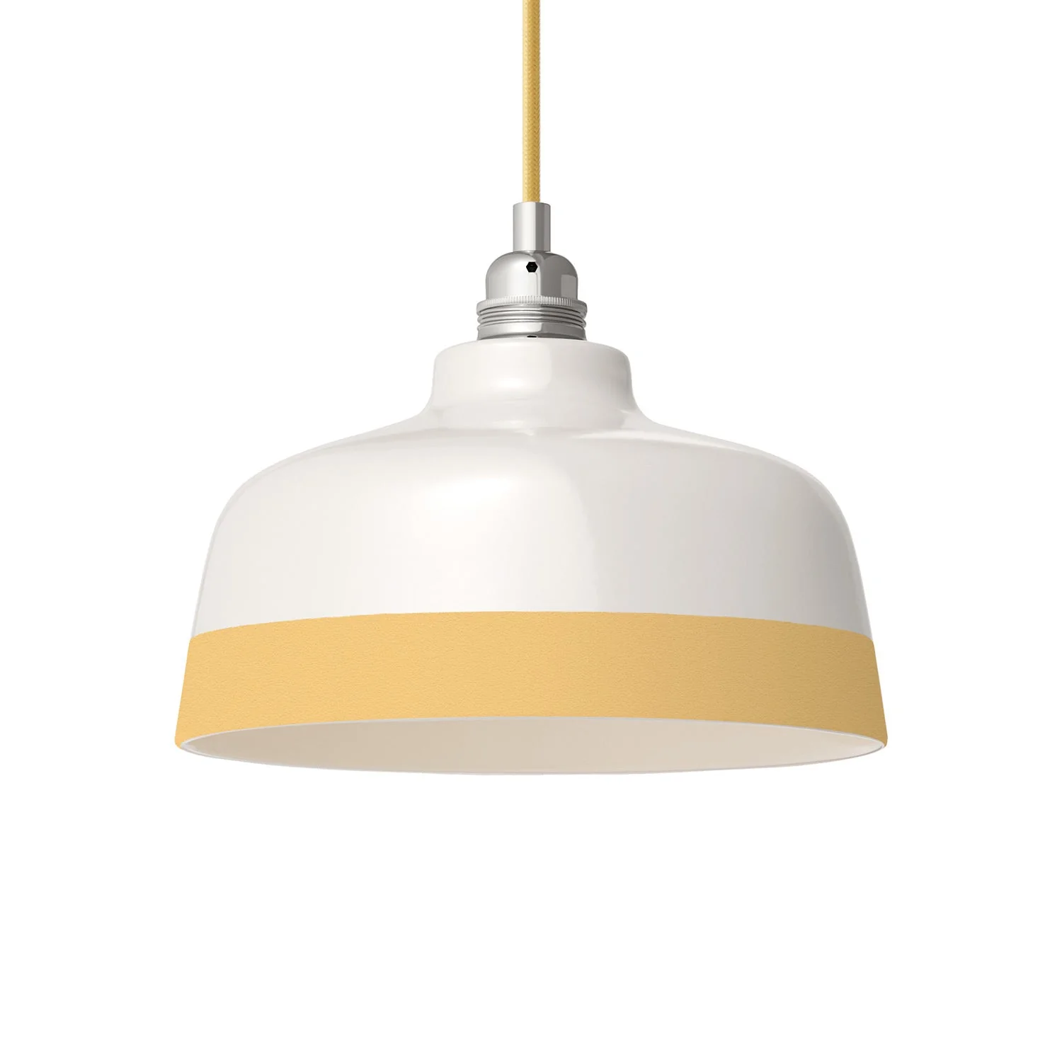 Bicolour Cup Lampshade in White and Yellow ceramic, Materia collection - Made in Italy