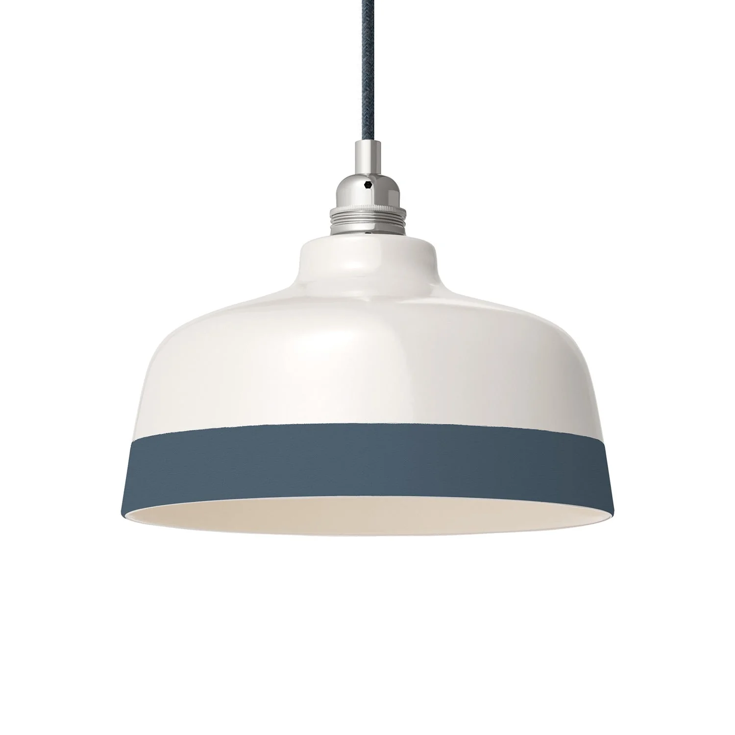 Two-tone Coppa ceramic lampshade in White and Petrol Blue, Materia collection - Made in Italy