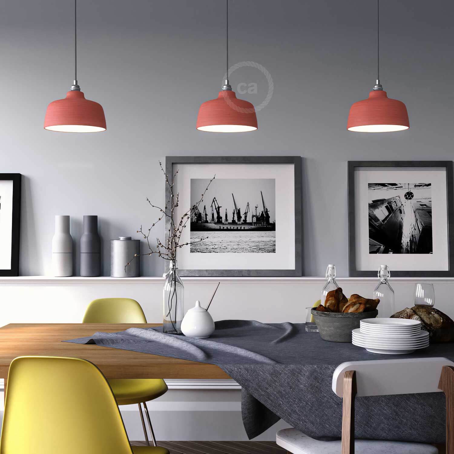 Coppa ceramic lampshade, Materia collection - Made in Italy - Striated coral - Image 2