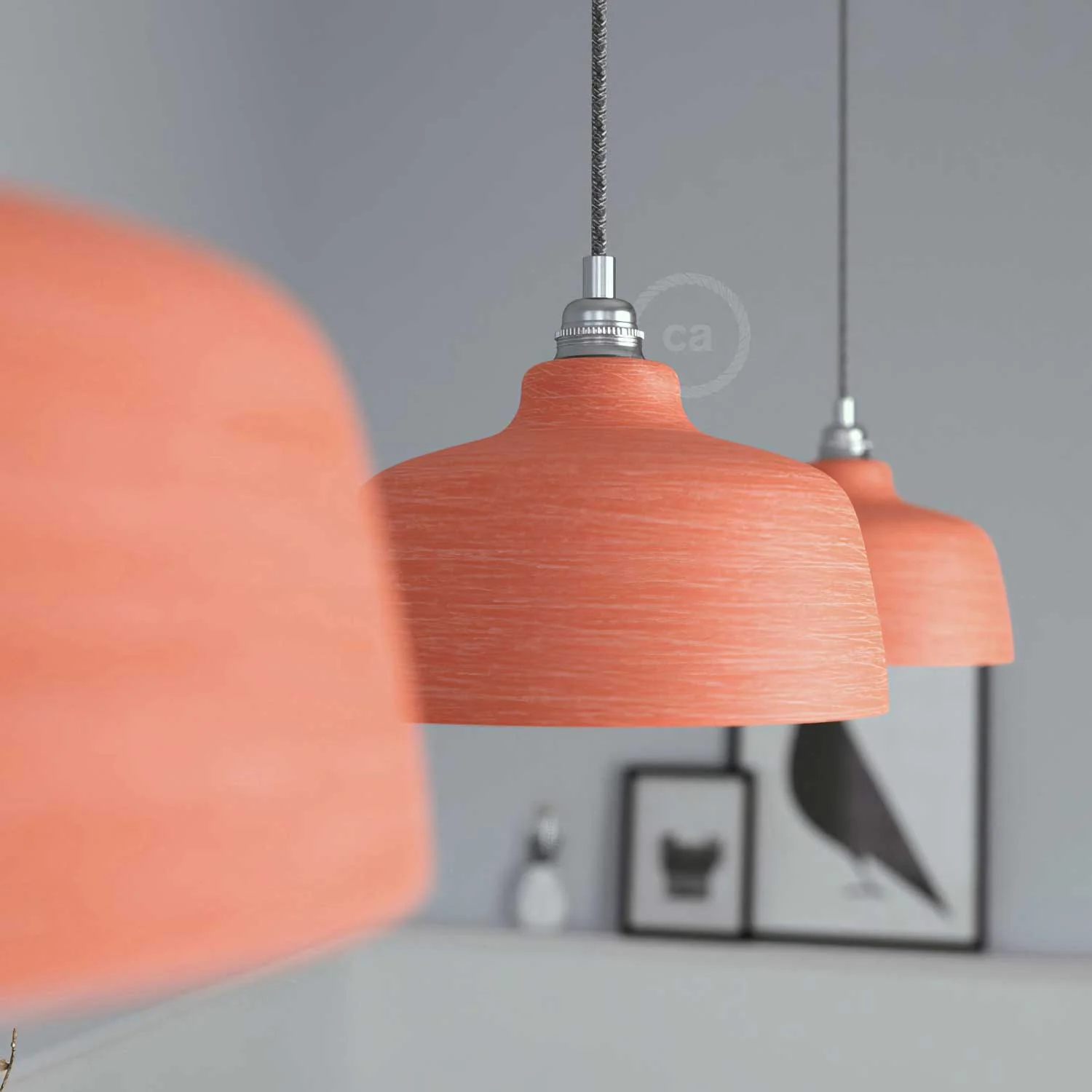 Coppa ceramic lampshade, Materia collection - Made in Italy - Striated coral - Image 3
