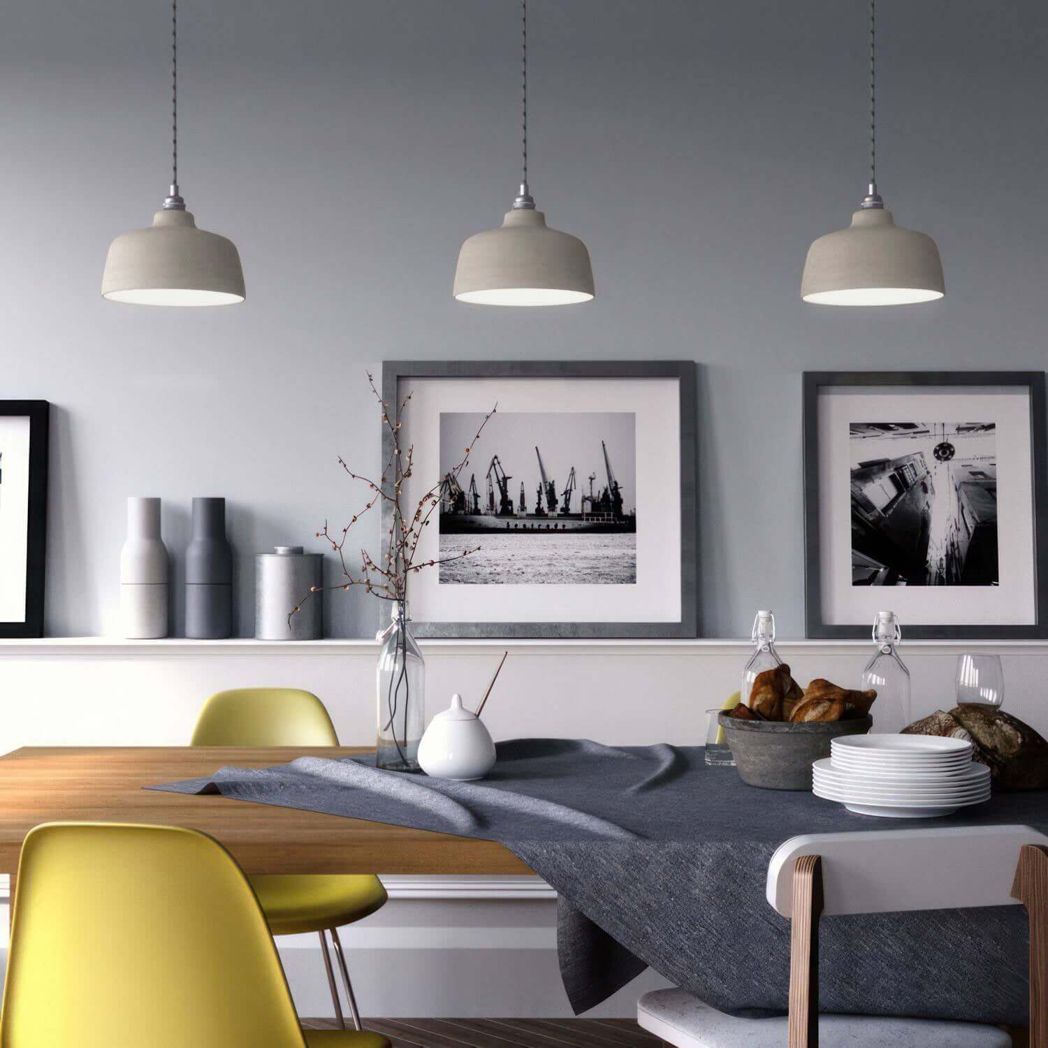 Coppa ceramic lampshade, Materia collection - Made in Italy - Striped dove grey - Image 2