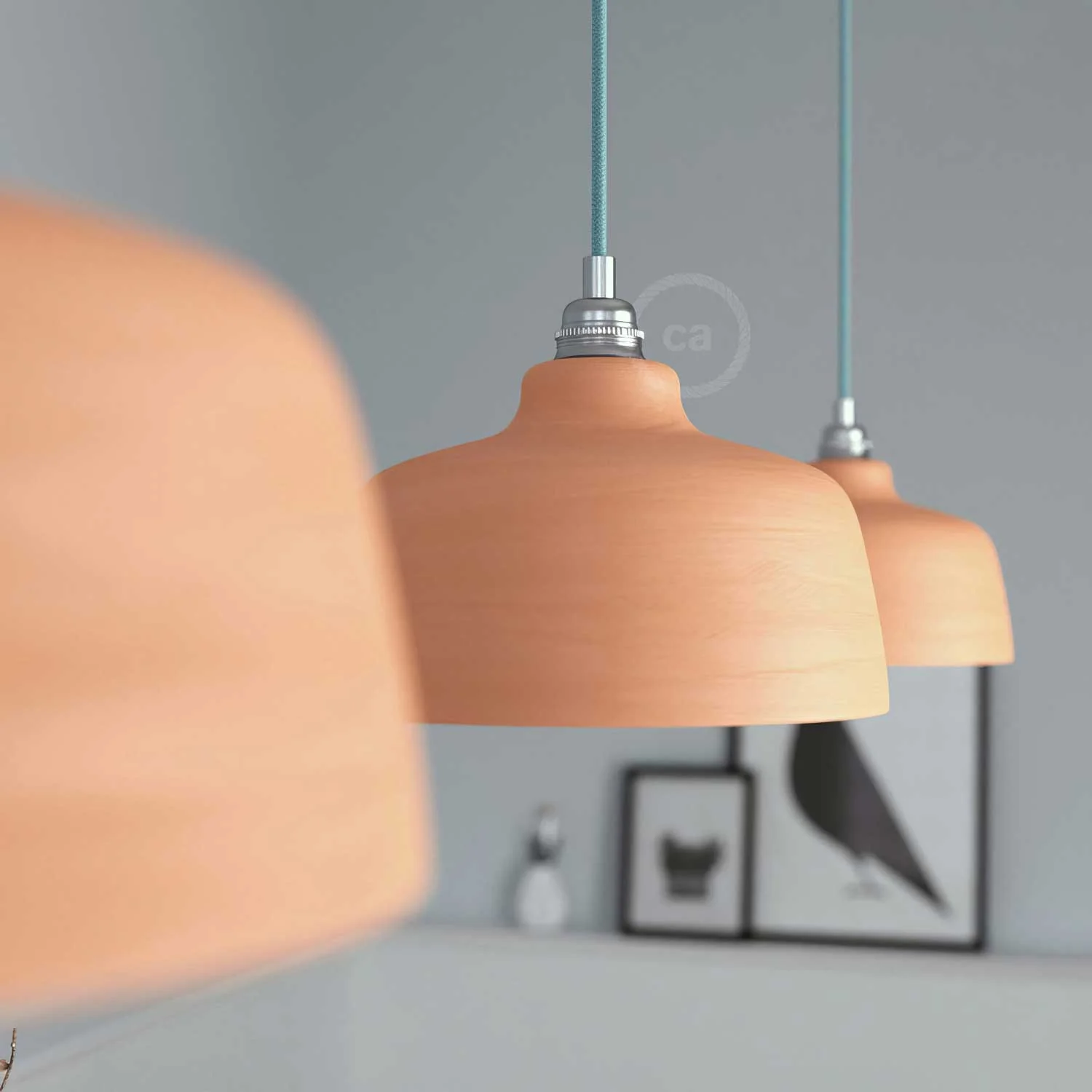 Cup ceramic Lampshade, Materia collection - Made in Italy - Striated terracotta - Image 3