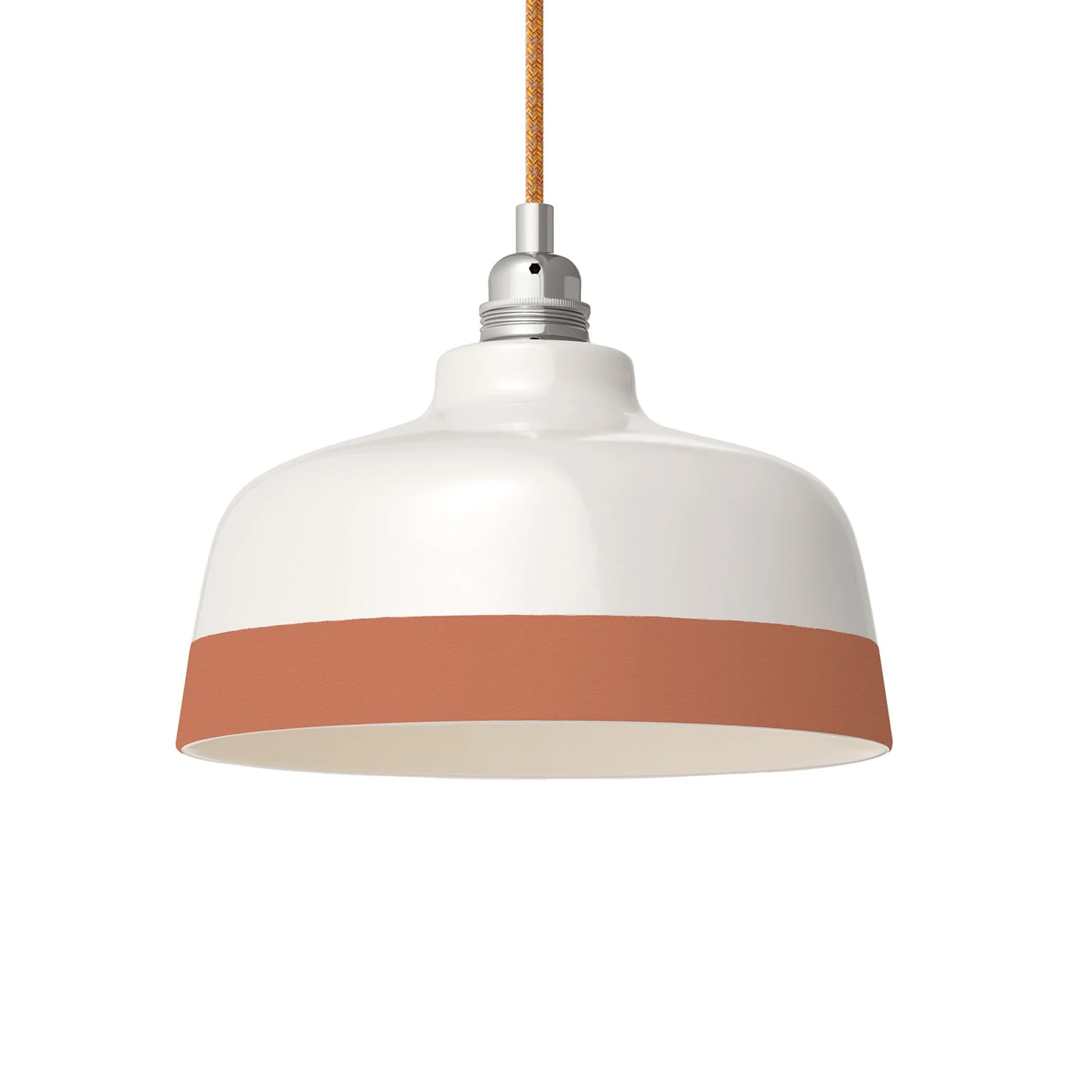 Bicolour Cup lampshade in White and Terracotta ceramic, Materia collection - Made in Italy