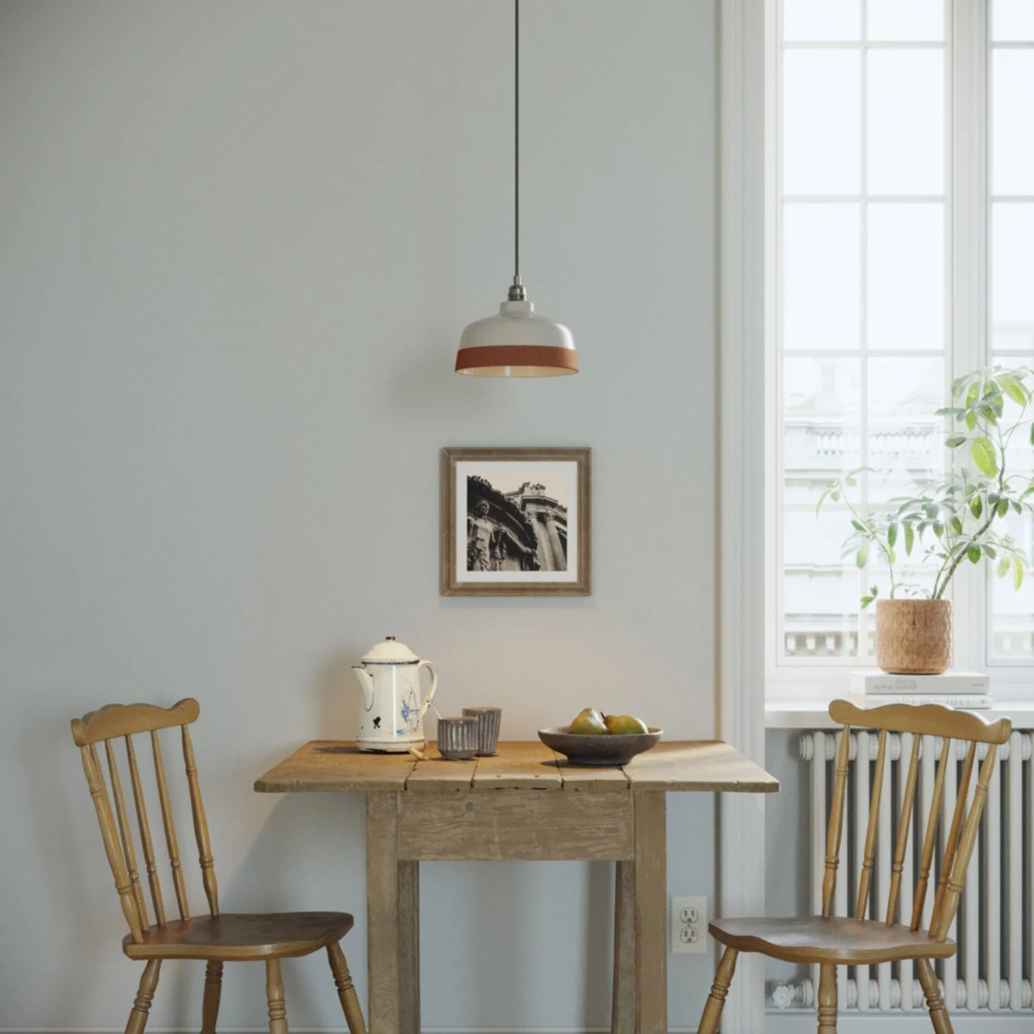 Bicolour Cup lampshade in White and Terracotta ceramic, Materia collection - Made in Italy - Image 2