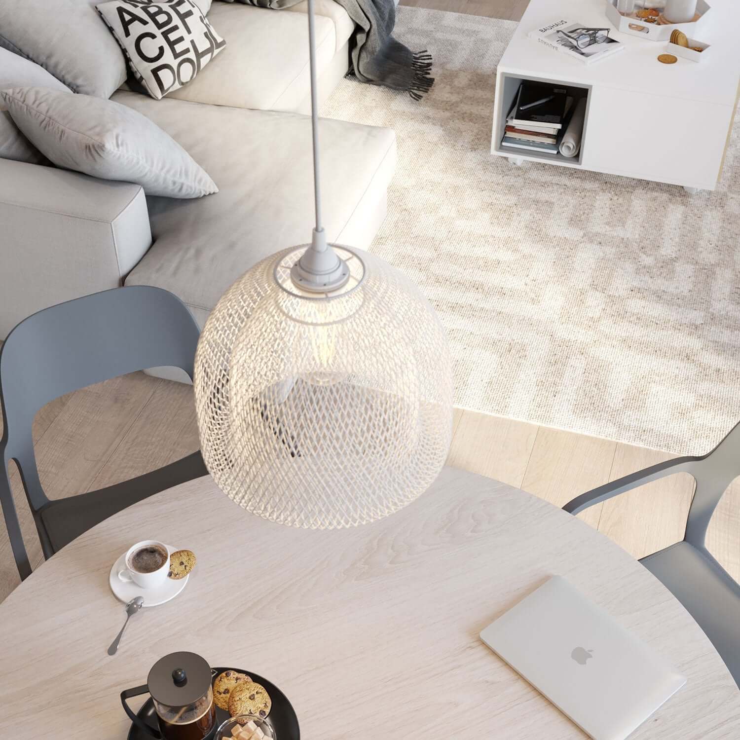 GhostBell XL metal lampshade cage with E27 fitting – White - Image 2