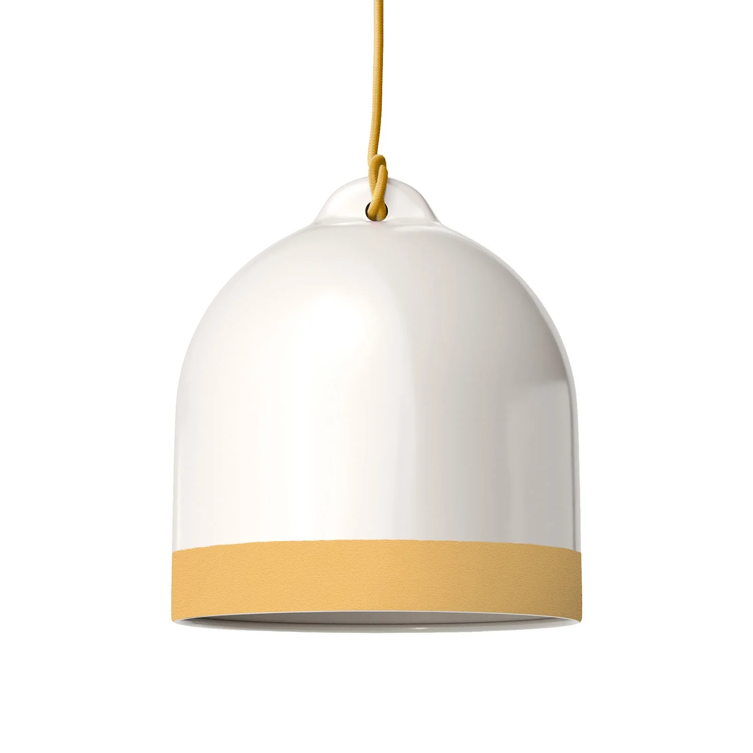 Campana M bicolour ceramic lampshade in White and Yellow, Materia collection - Made in Italy
