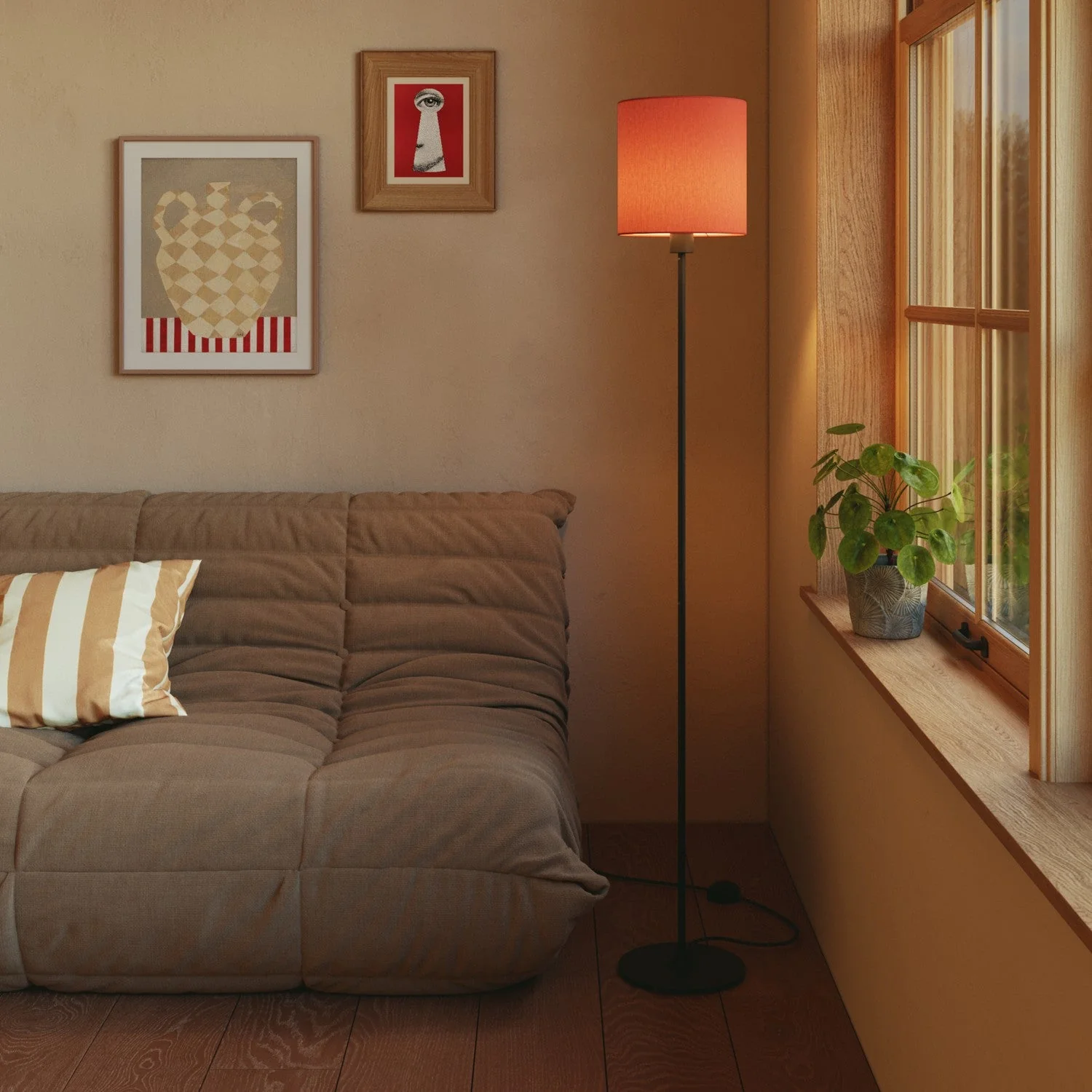 Cilindro M Lampshade in fabric with E27 fitting - Made in Italy - Cinette Lobster - Image 2