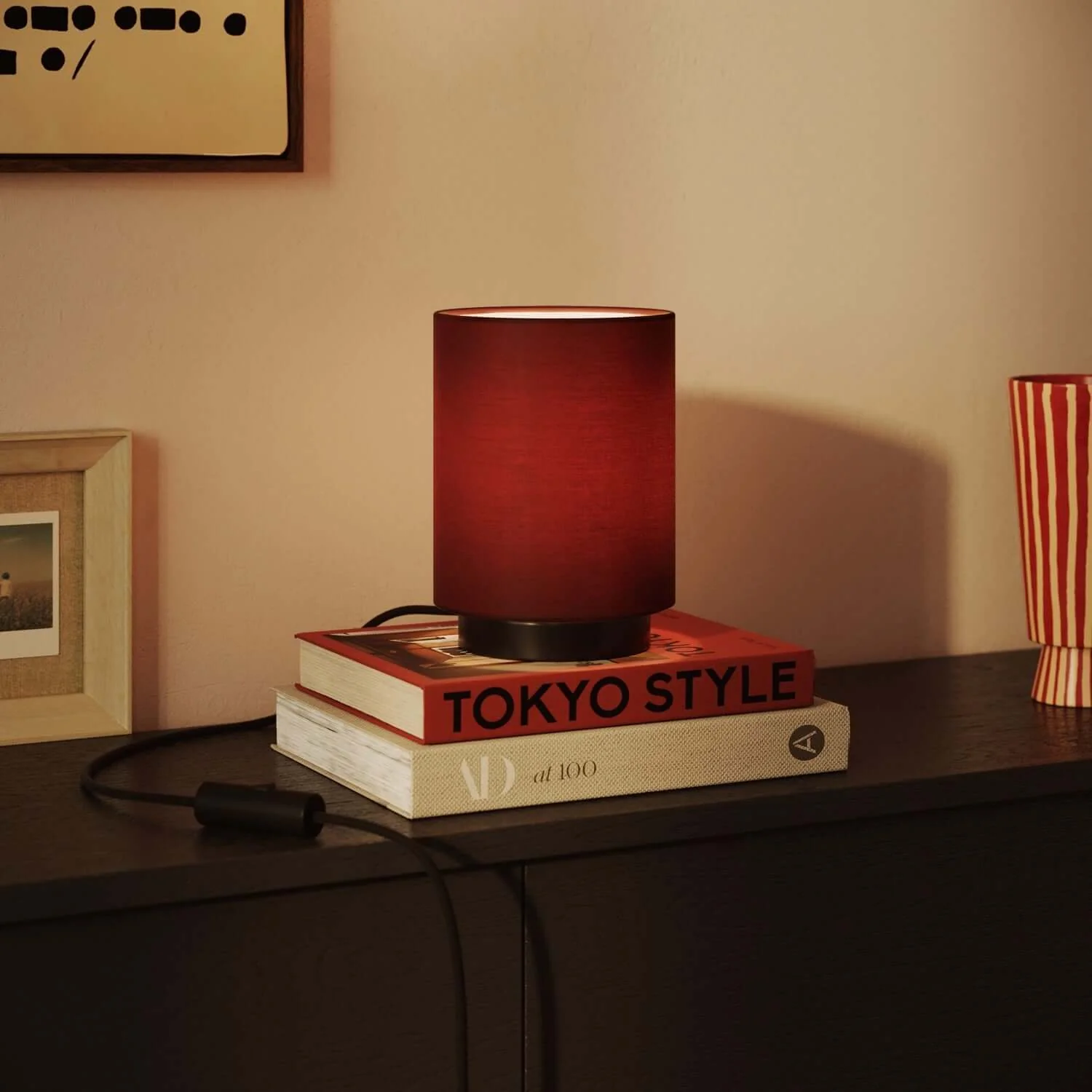 Cylinder lampshade in fabric with E27 fitting - 100% Made in Italy - Bordeaux Teletta - Image 2