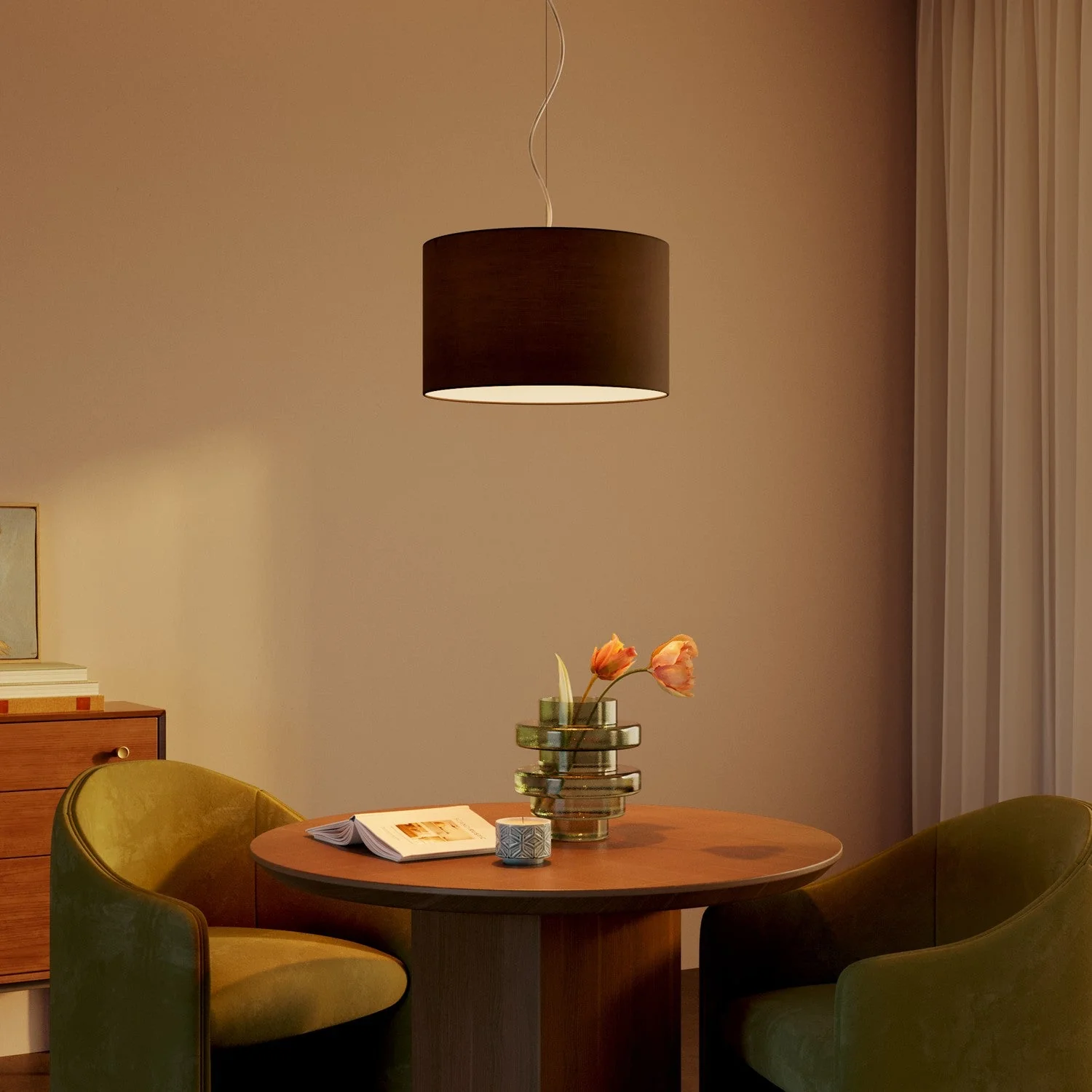 Cilindro L Lampshade in fabric with E27 fitting - Made in Italy - Anthracite Teletta - Image 2