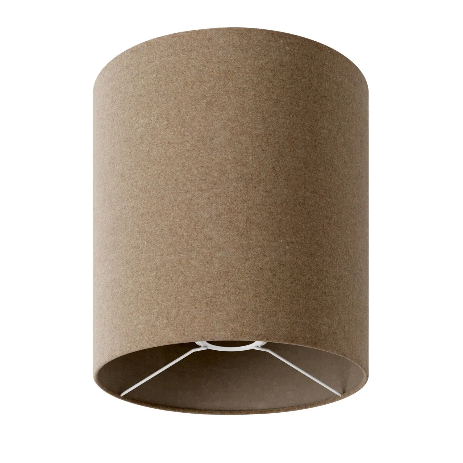 Cylindrical Lampshade M in fabric with E27 socket - Made in Italy - Brown Wool