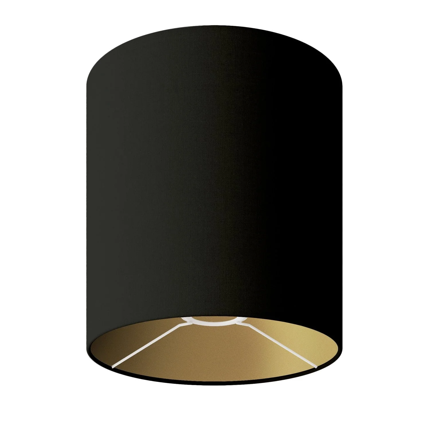 Cylindrical M Lampshade in fabric with E27 fitting – Made in Italy – Cinette black with gold interior