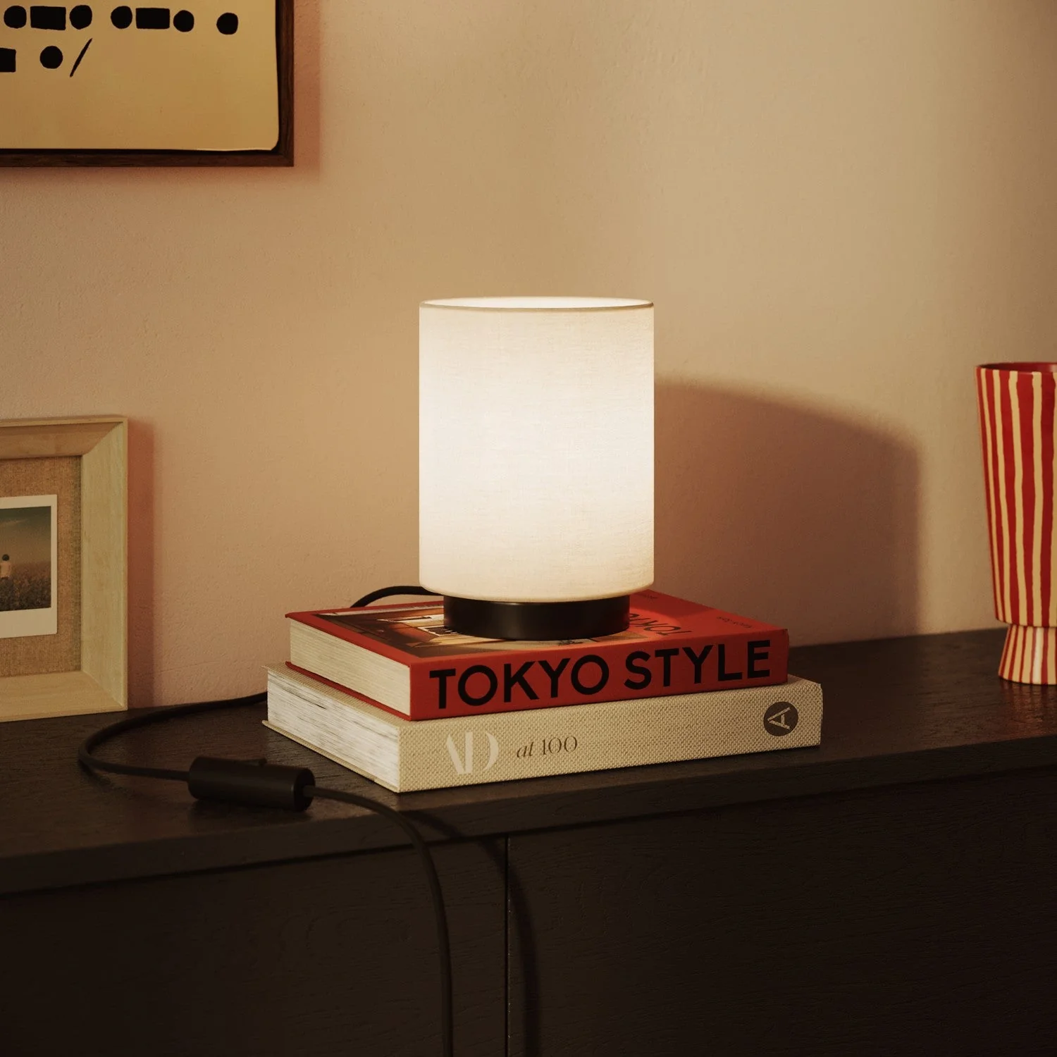 Cylinder Lampshade S in fabric with E27 fitting - Made in Italy - Arenal Sand - Image 2