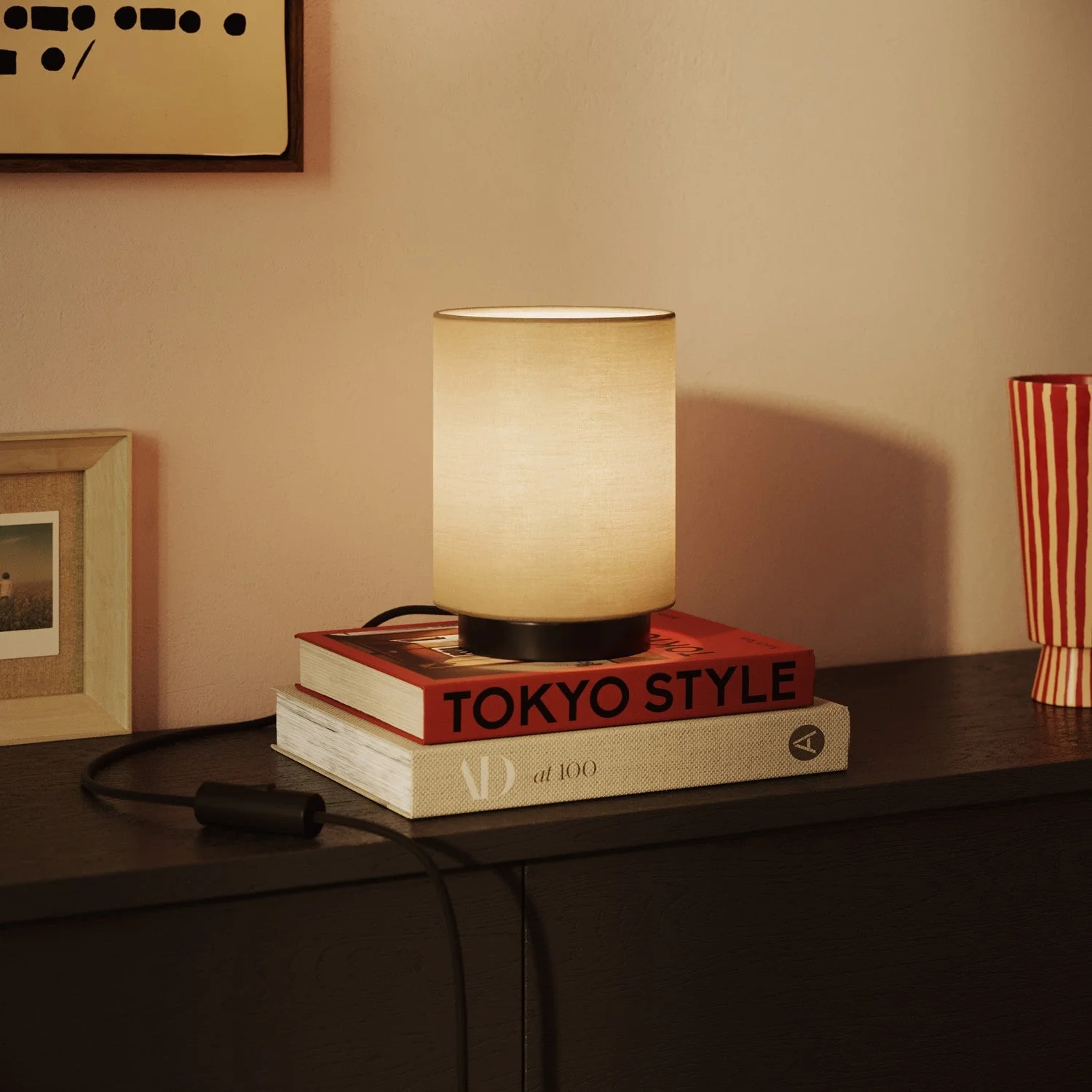 Cylindrical Lampshade S in fabric with E27 fitting - Made in Italy - Arenal Dove - Image 2