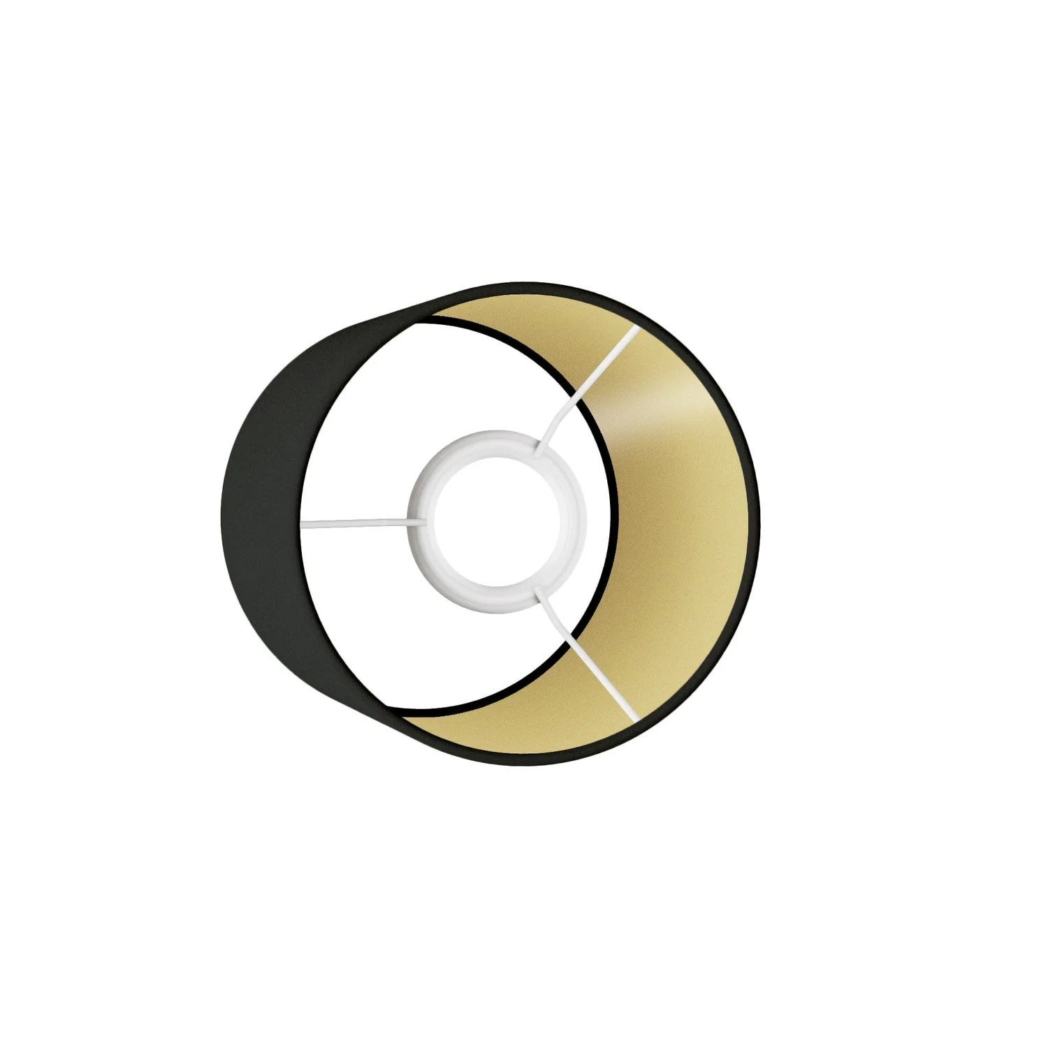 Lampshade Cylinder S in fabric with E27 fitting - Made in Italy - Black/Gold - Image 3