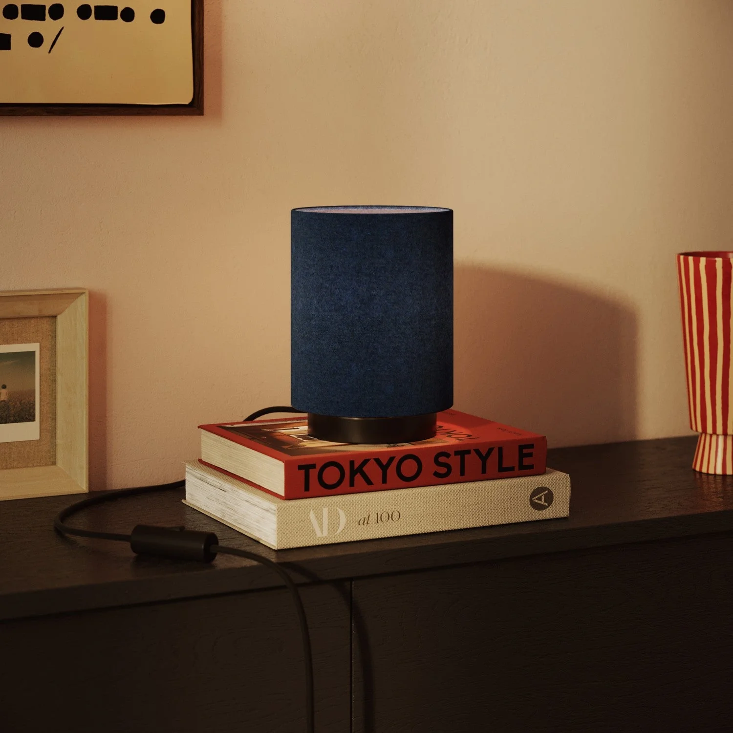 Cilindro S Lampshade in fabric with E27 fitting - Made in Italy - Blue Wool - Image 2