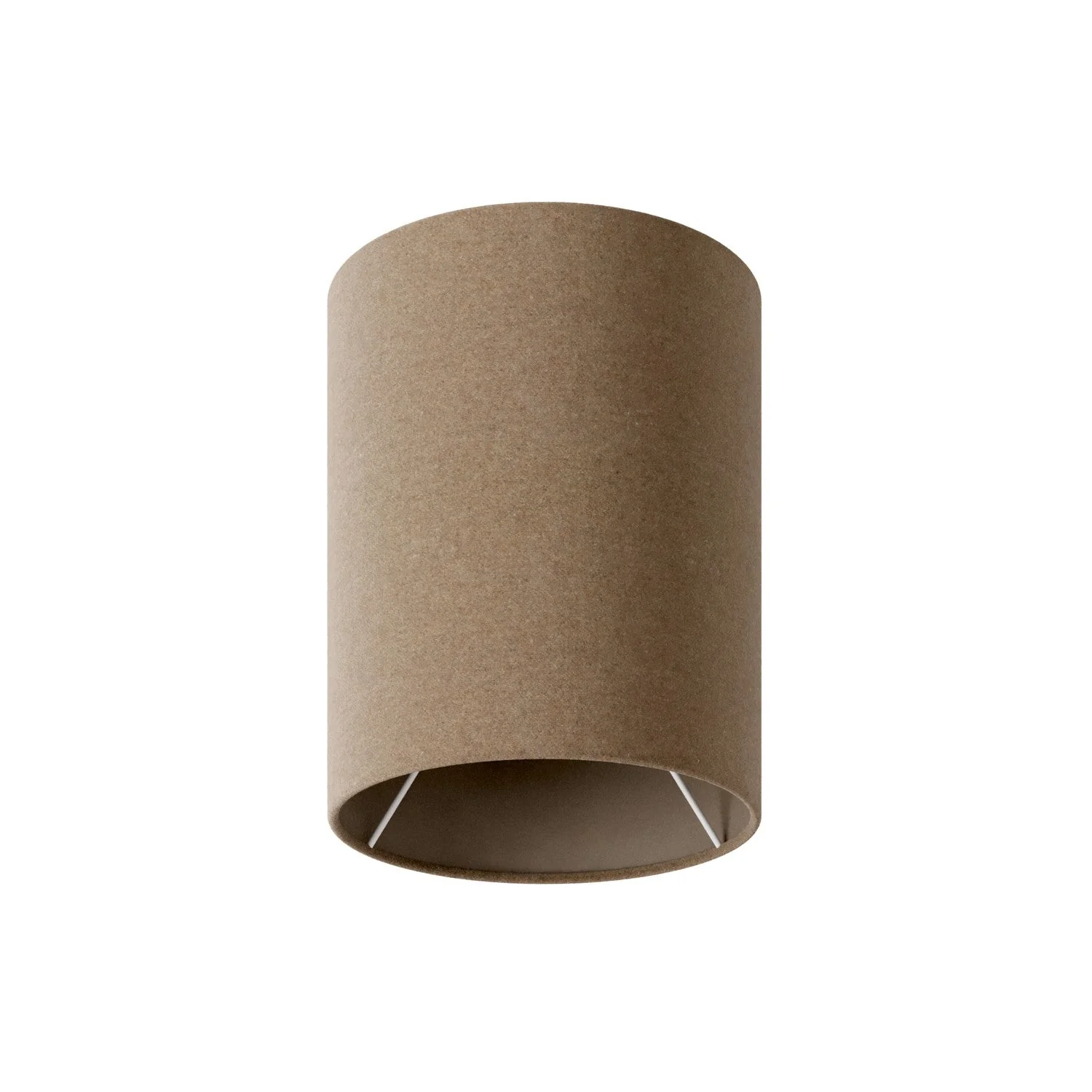 Cylinder Lampshade S in fabric with E27 fitting - Made in Italy - Brown Wool