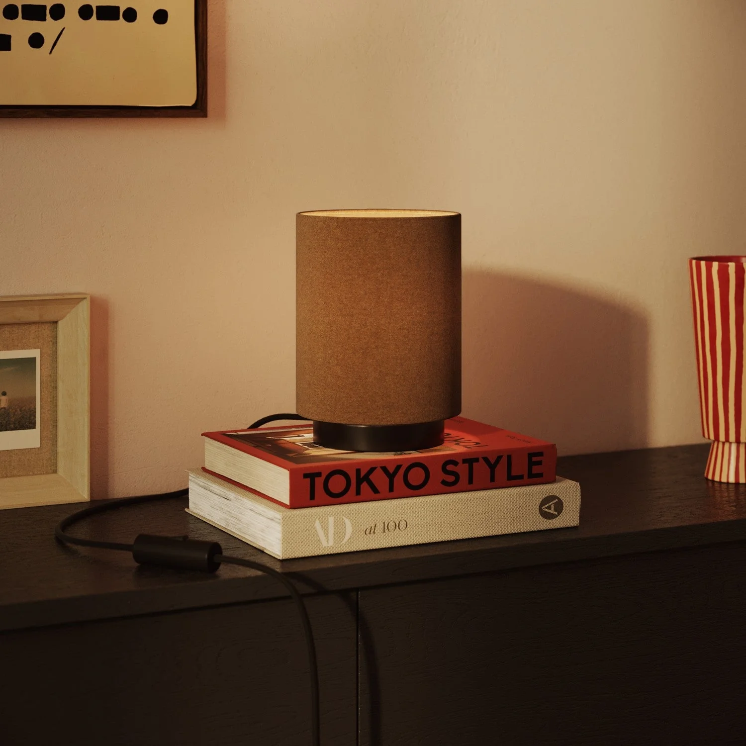Cylinder Lampshade S in fabric with E27 fitting - Made in Italy - Brown Wool - Image 2