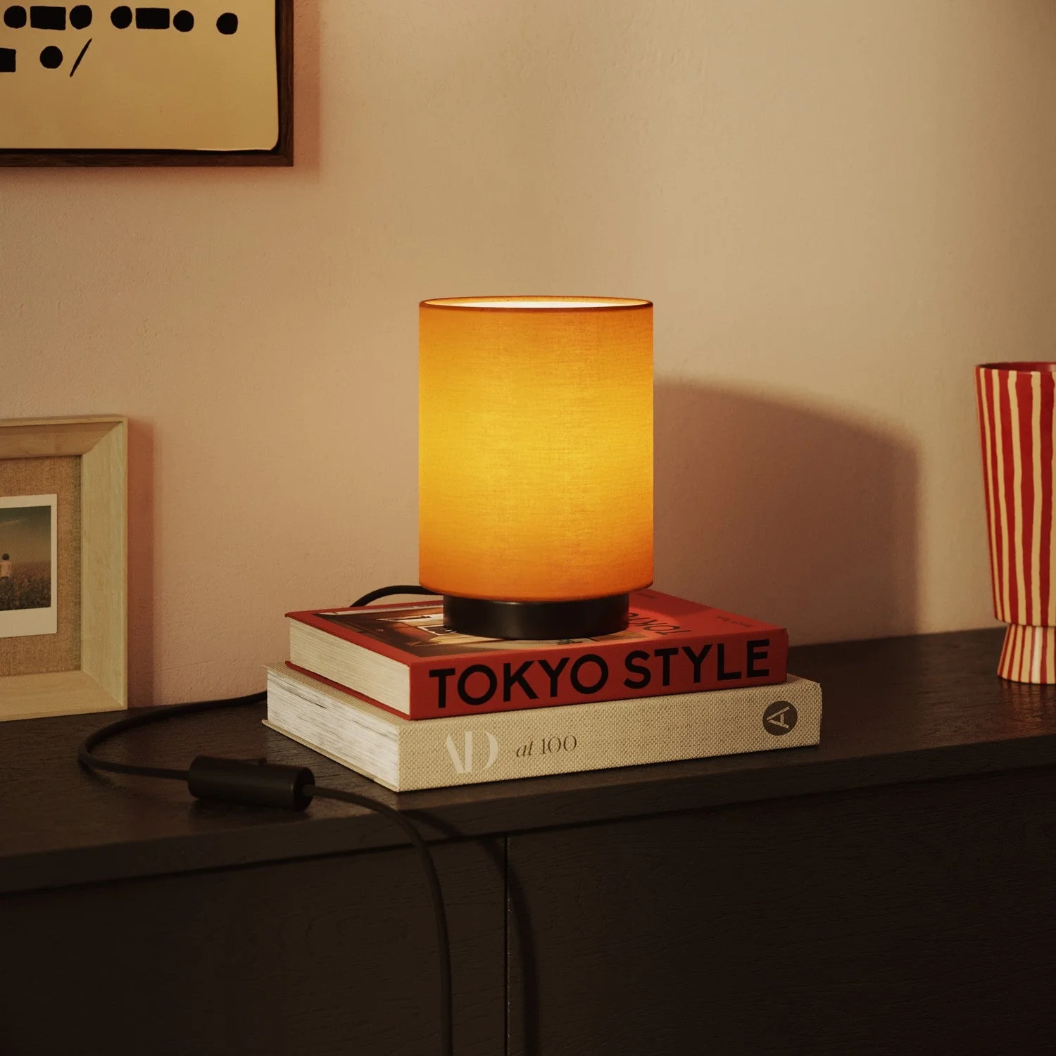 Cylindrical Lampshade S in fabric with E27 fitting - Made in Italy - Mandarino Cotton - Image 2