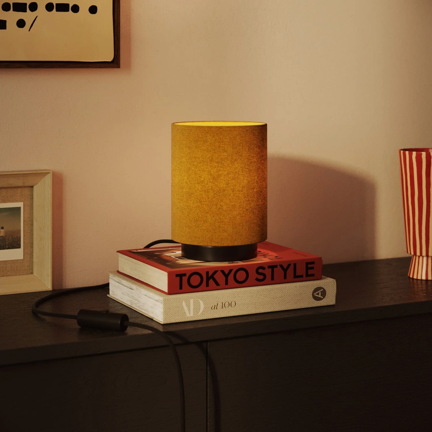 Cylinder S Lampshade in fabric with E27 socket - Made in Italy - Mustard Wool - Image 2