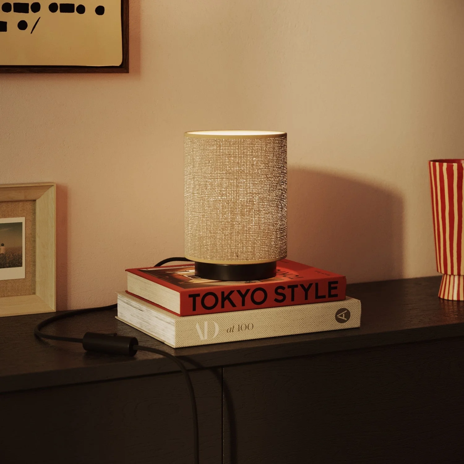 Cylinder Lampshade S in fabric with E27 socket - Made in Italy - Natural Jute - Image 2