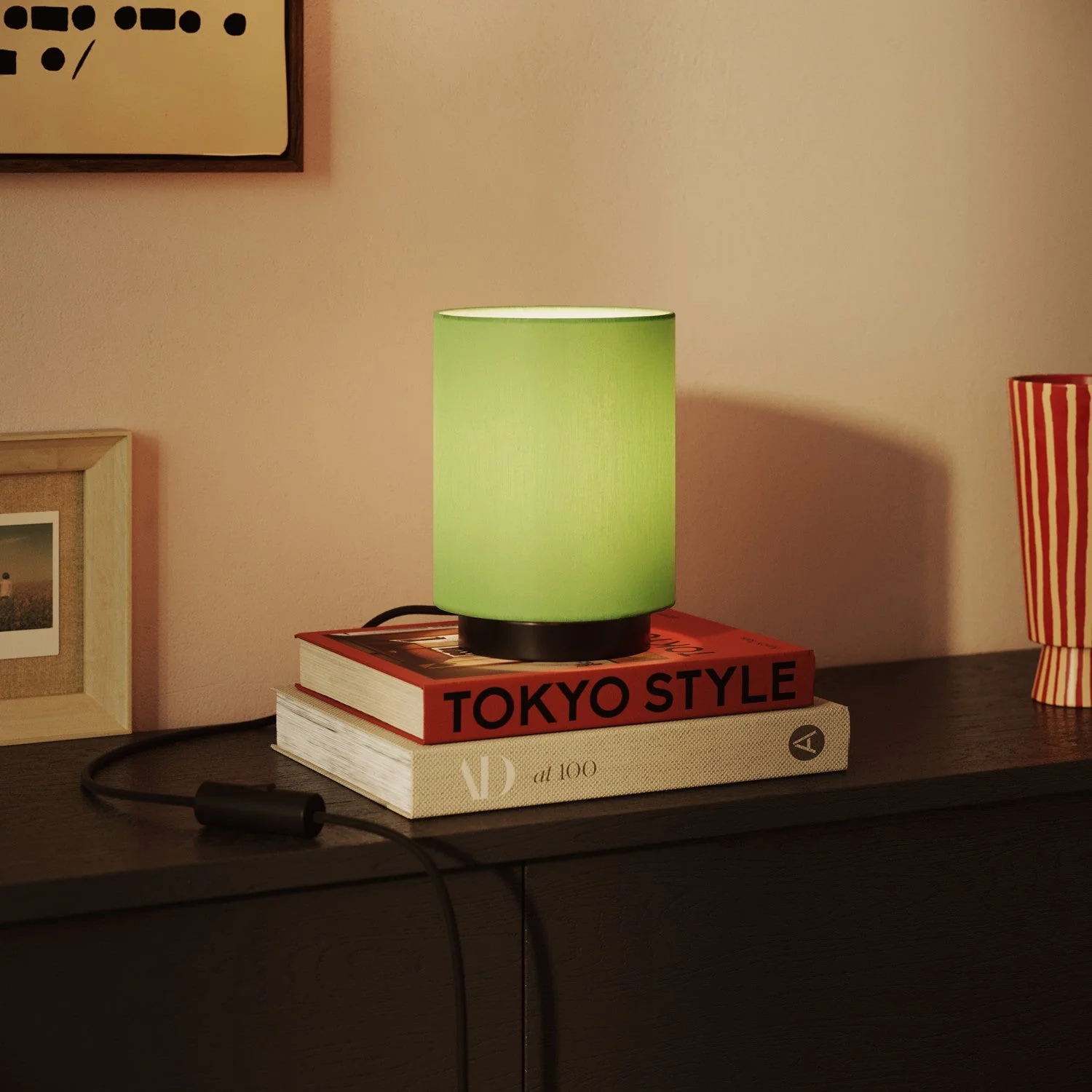 Cilindro S Lampshade in fabric with E27 fitting - Made in Italy - Cinette Pistachio Green - Image 2