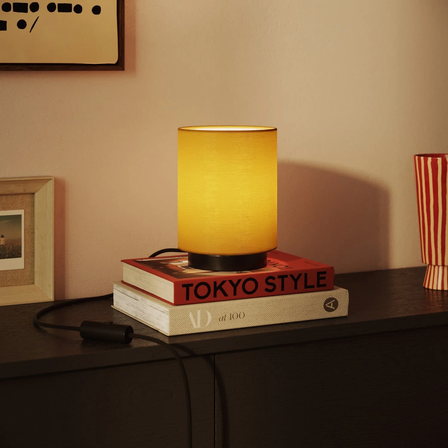 Cylinder Lampshade S in fabric with E27 fitting - Made in Italy - Arenal Gold - Image 2