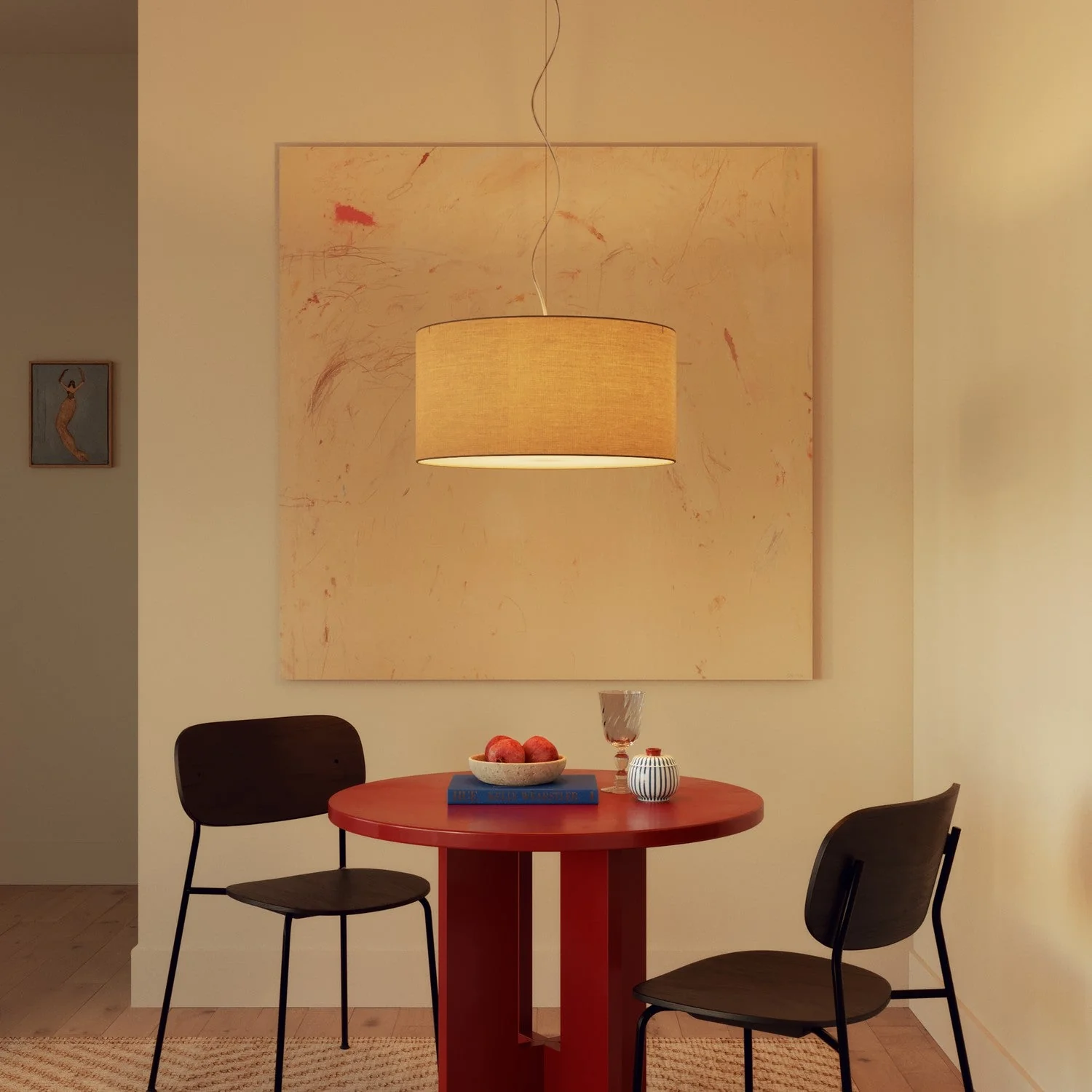 Lampshade Cylinder XL in fabric with E27 fitting - Made in Italy - Arenal Dove - Image 2