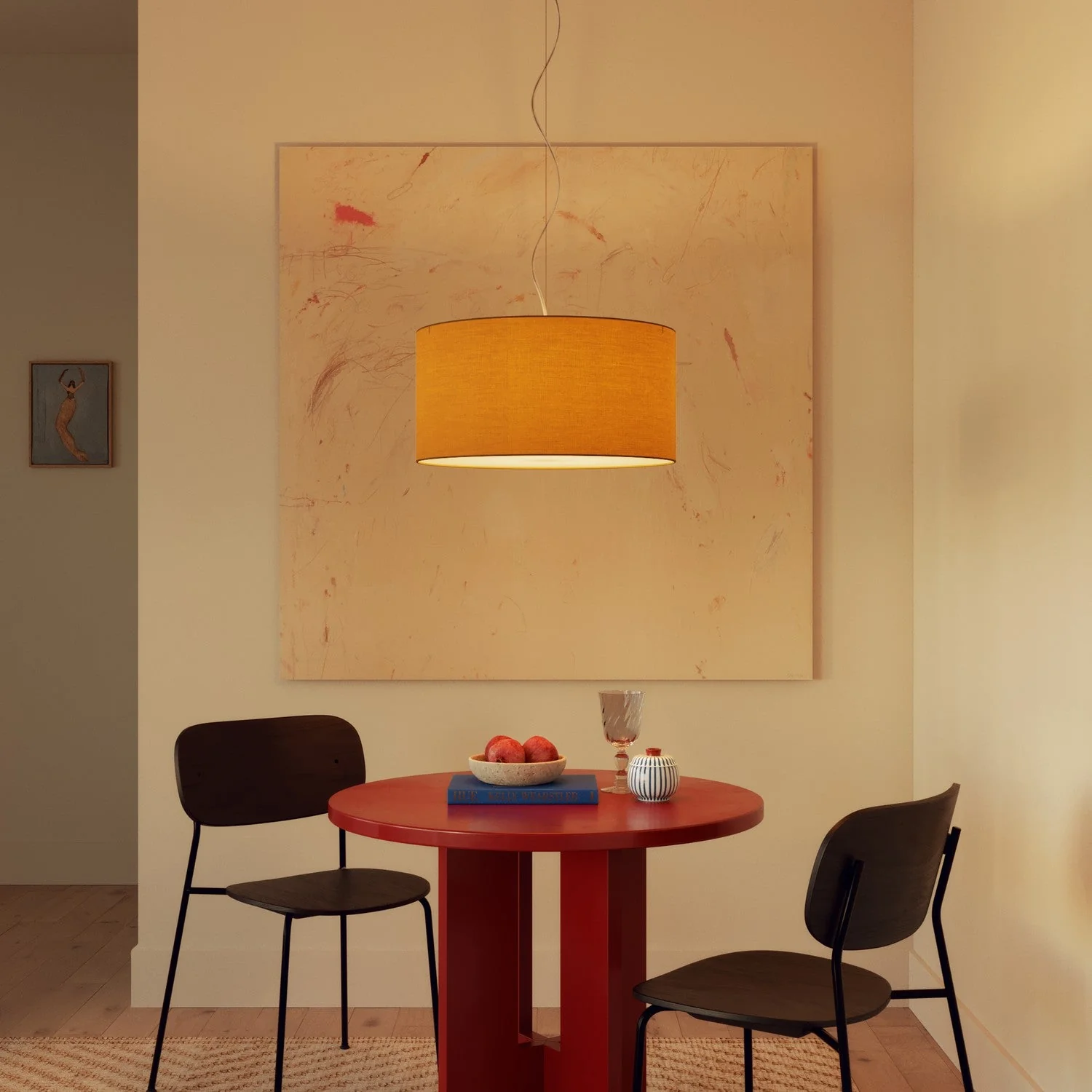 Lampshade Cylinder XL in fabric with E27 fitting - Made in Italy - Arenal Gold - Image 2