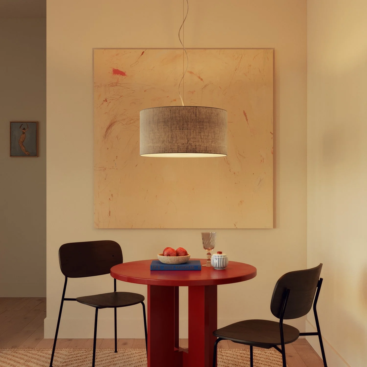 XL Cylinder Lampshade in fabric with E27 fitting - Made in Italy - Camelot Gray - Image 2