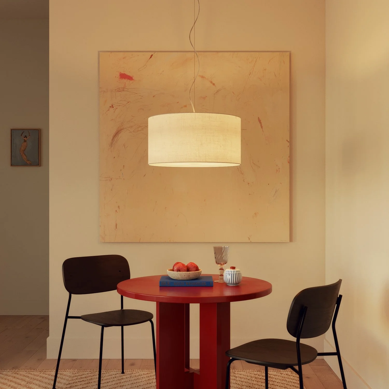 Cilindro XL fabric lampshade with E27 fitting - Made in Italy - Raw Linen - Image 2