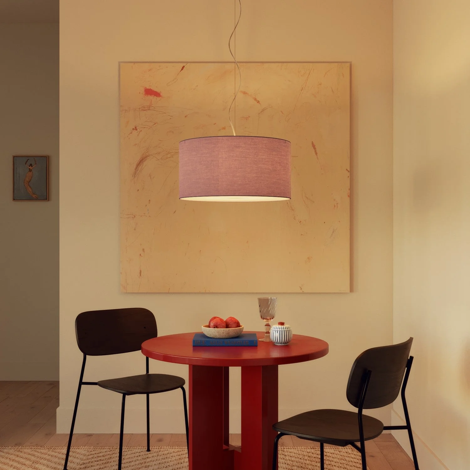XL Cylinder Lampshade in fabric with E27 fitting - Made in Italy - Lilac Teletta - Image 2