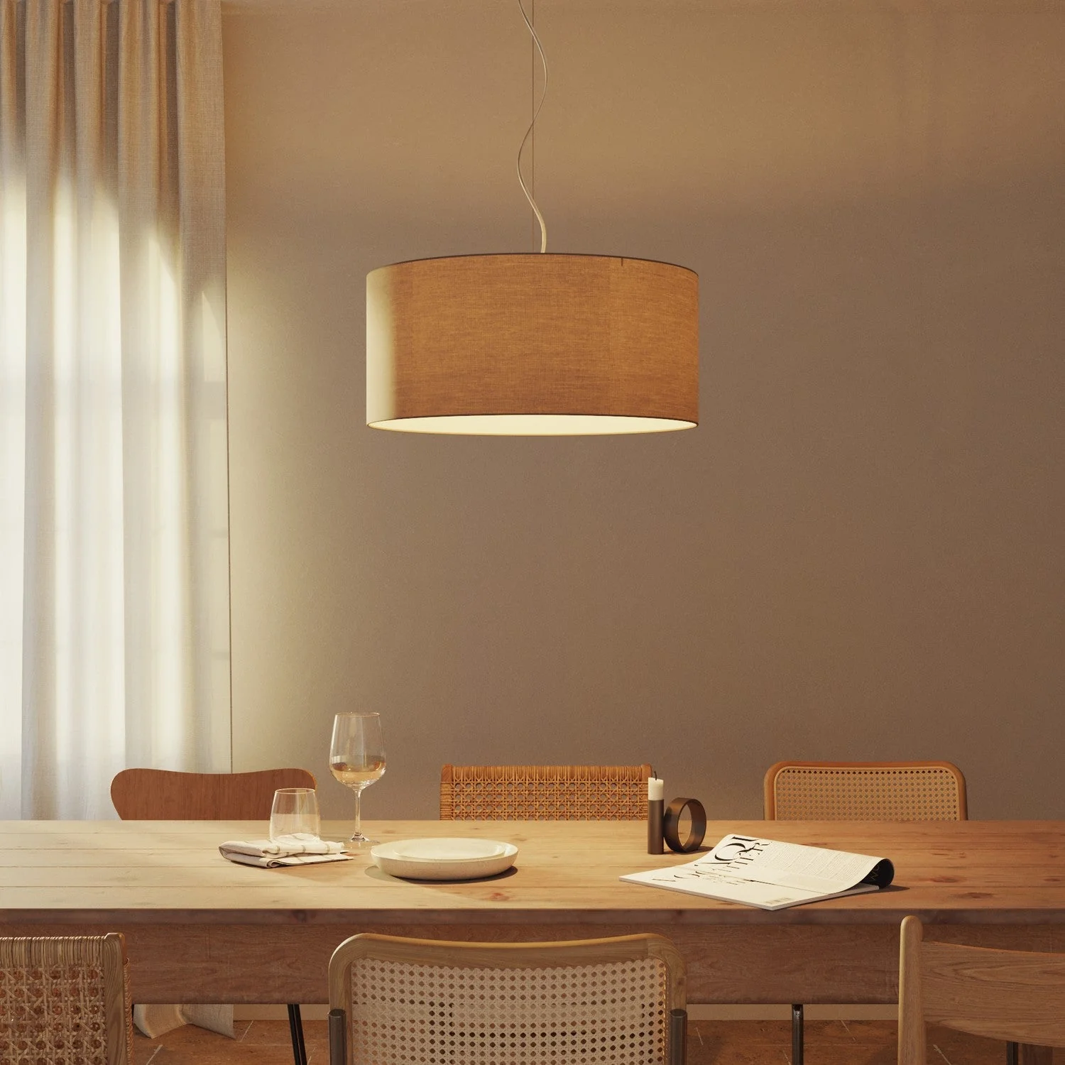 XXL Cylinder Lampshade in fabric with E27 fitting - Made in Italy - Arenal Ash - Image 2
