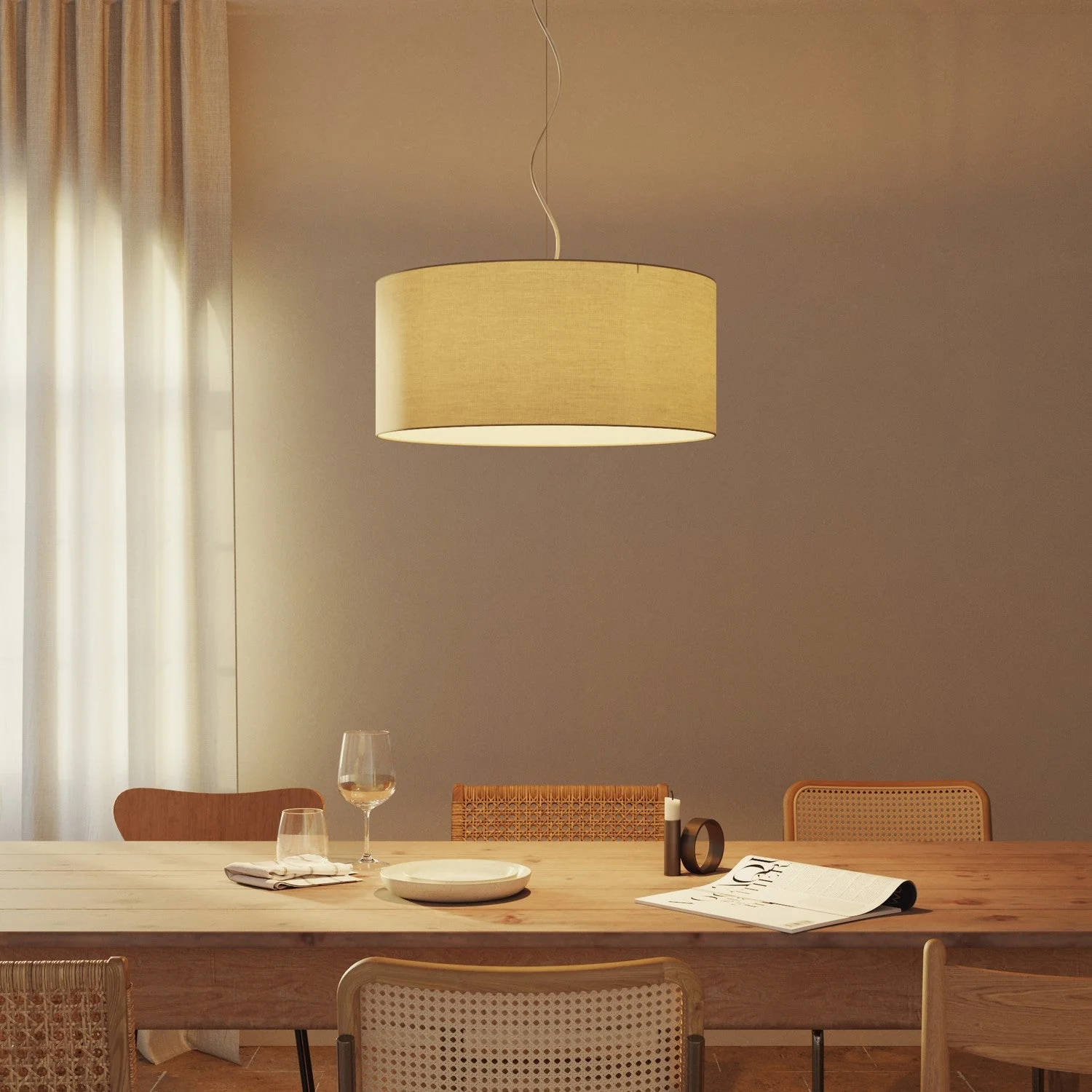 Cilindro XXL Lampshade in fabric with E27 fitting - Made in Italy - Arenal Dove Gray - Image 2