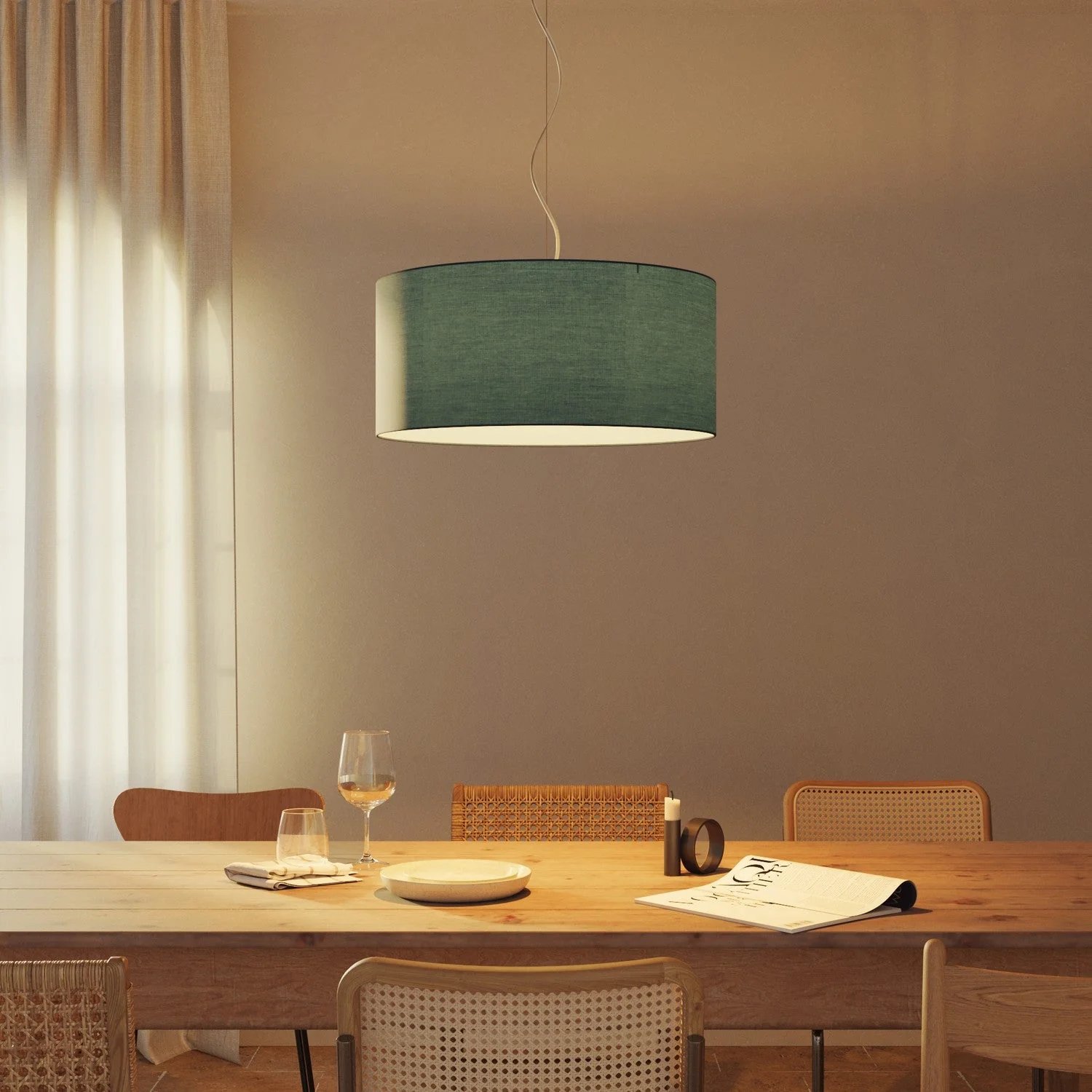 Cilindro XXL lampshade in fabric with E27 fitting - Made in Italy - Teletta Sky Blue - Image 2
