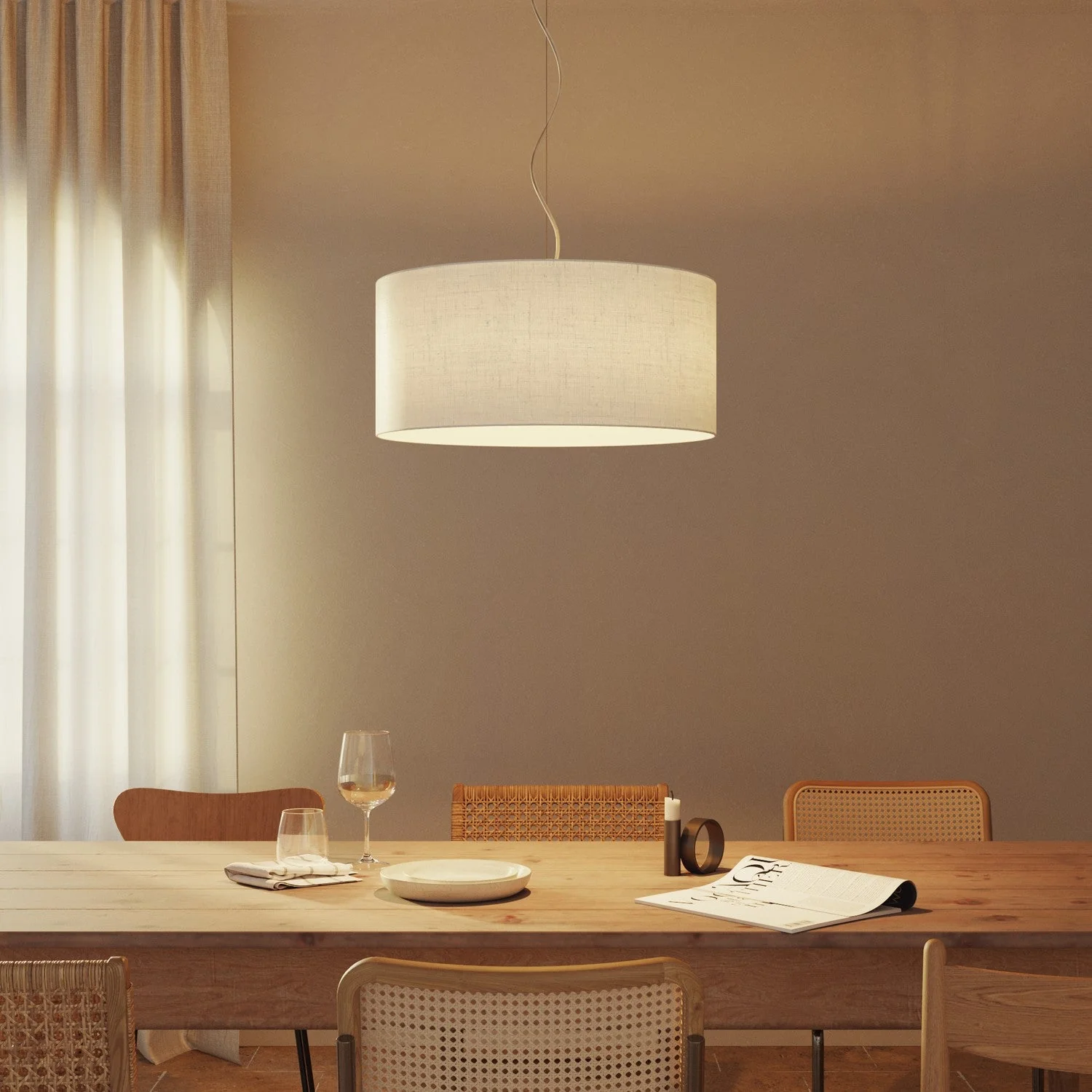 Cilindro XXL Lampshade in fabric with E27 fitting - Made in Italy - Raw Linen - Image 2