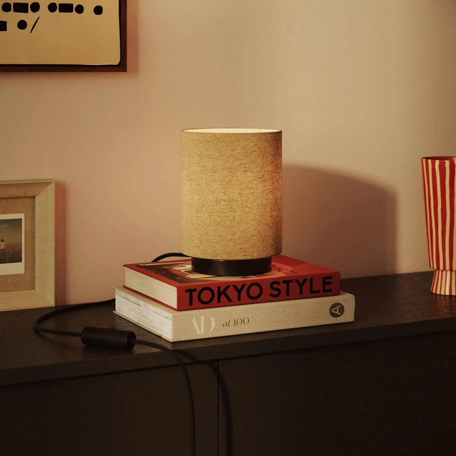 Cylinder Lampshade S in fabric with E27 fitting - Made in Italy - Beige Wool - Image 2