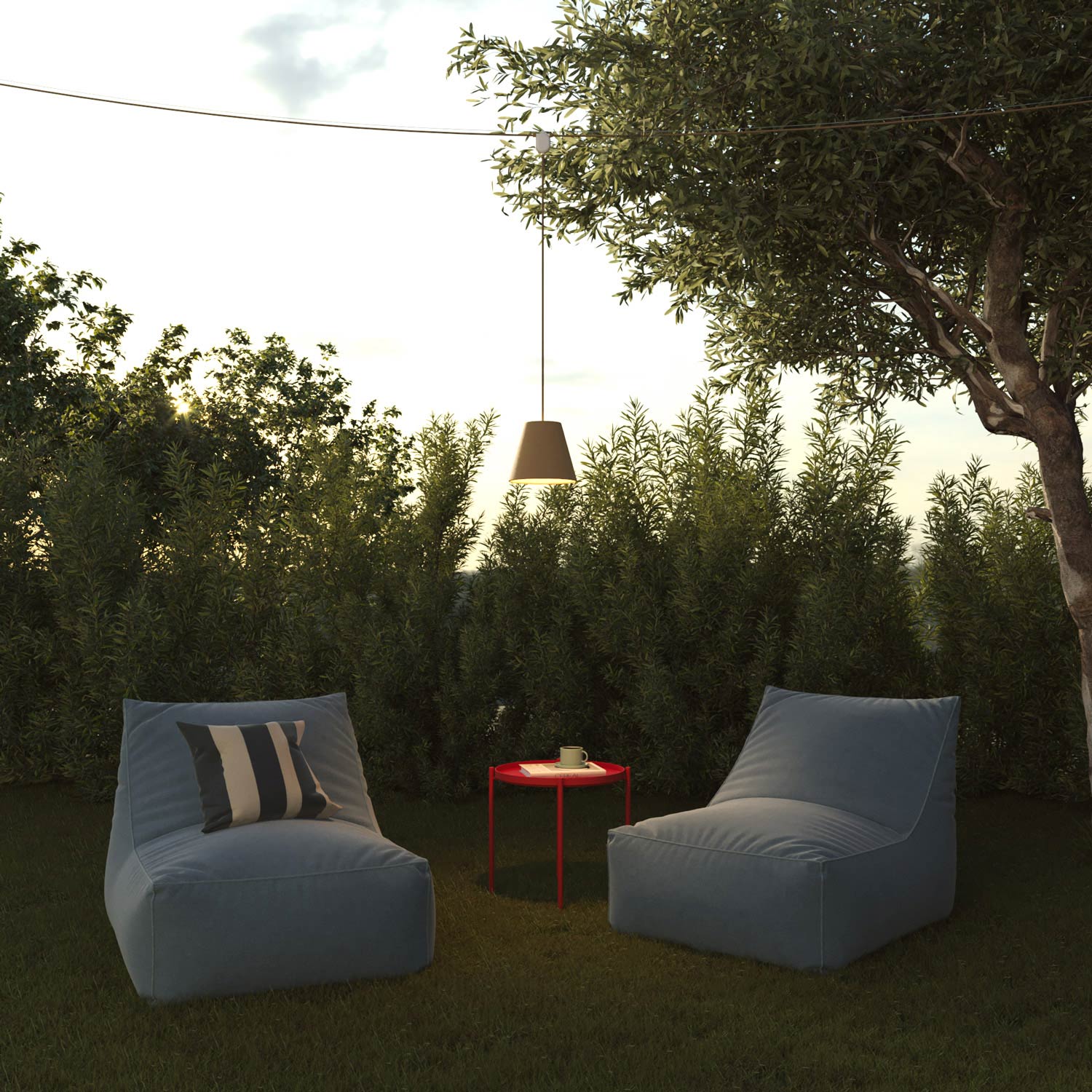 Impero outdoor lampshade in Bernice dove-grey PVC with E27 fitting - Made in Italy - Image 3