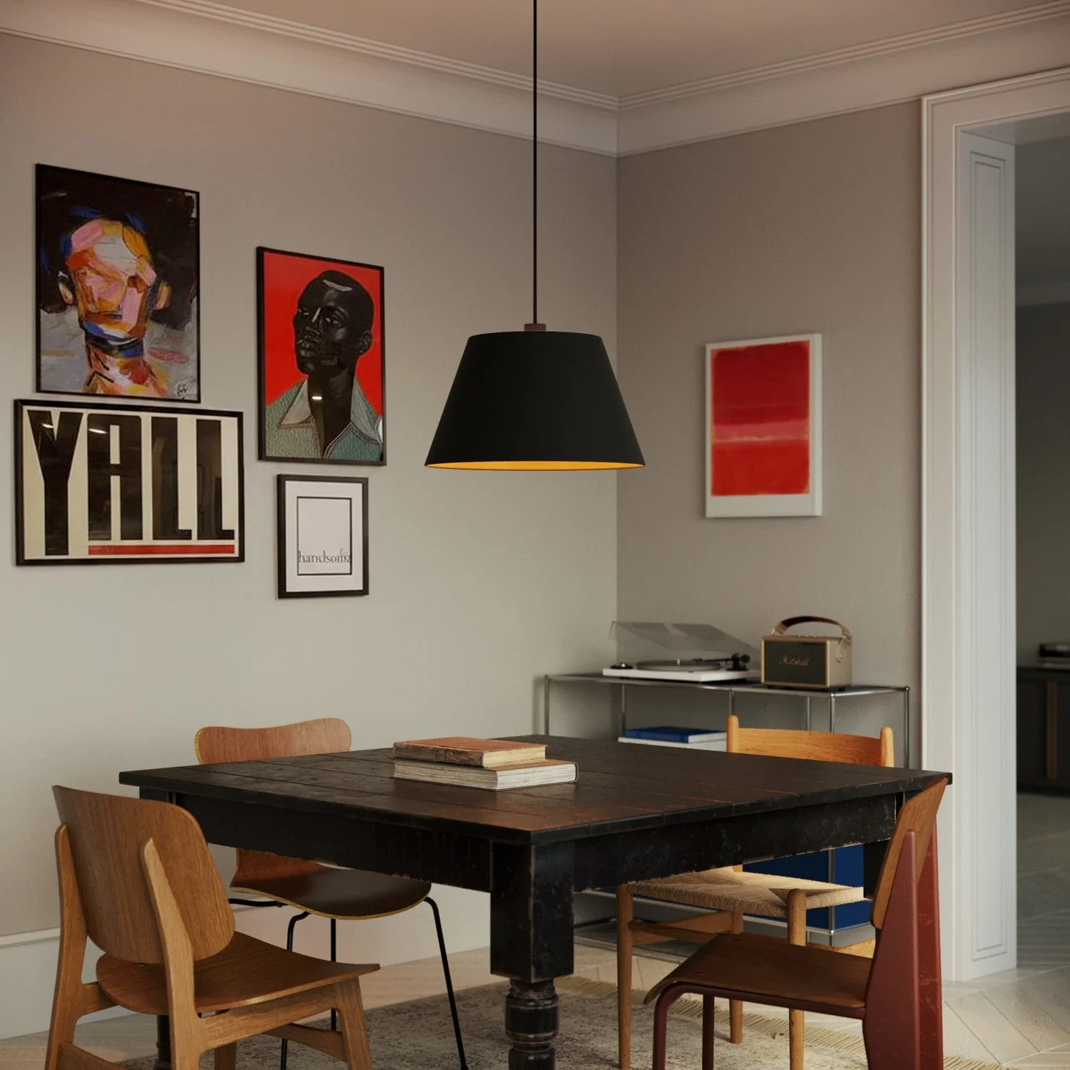 Impero L Lampshade for pendant with E27 fitting - Made in Italy - Black/Gold - Image 2