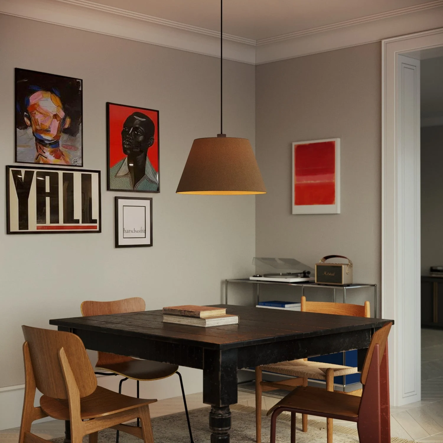 Impero L Lampshade for pendant light with E27 fitting - Made in Italy - Brown Wool - Image 2