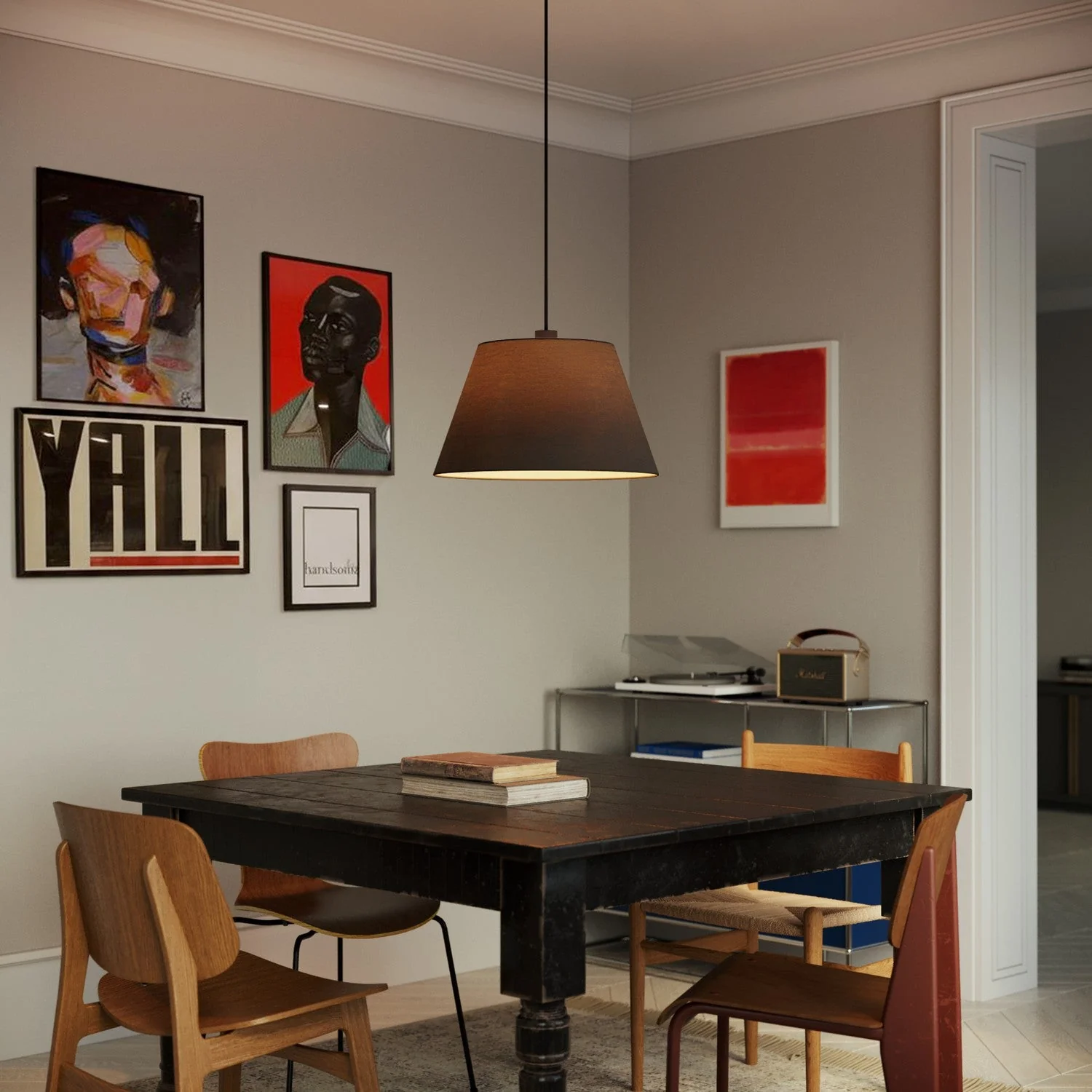 Impero Lampshade L for pendant with E27 fitting - Made in Italy - Dark Gray Cotton - Image 2