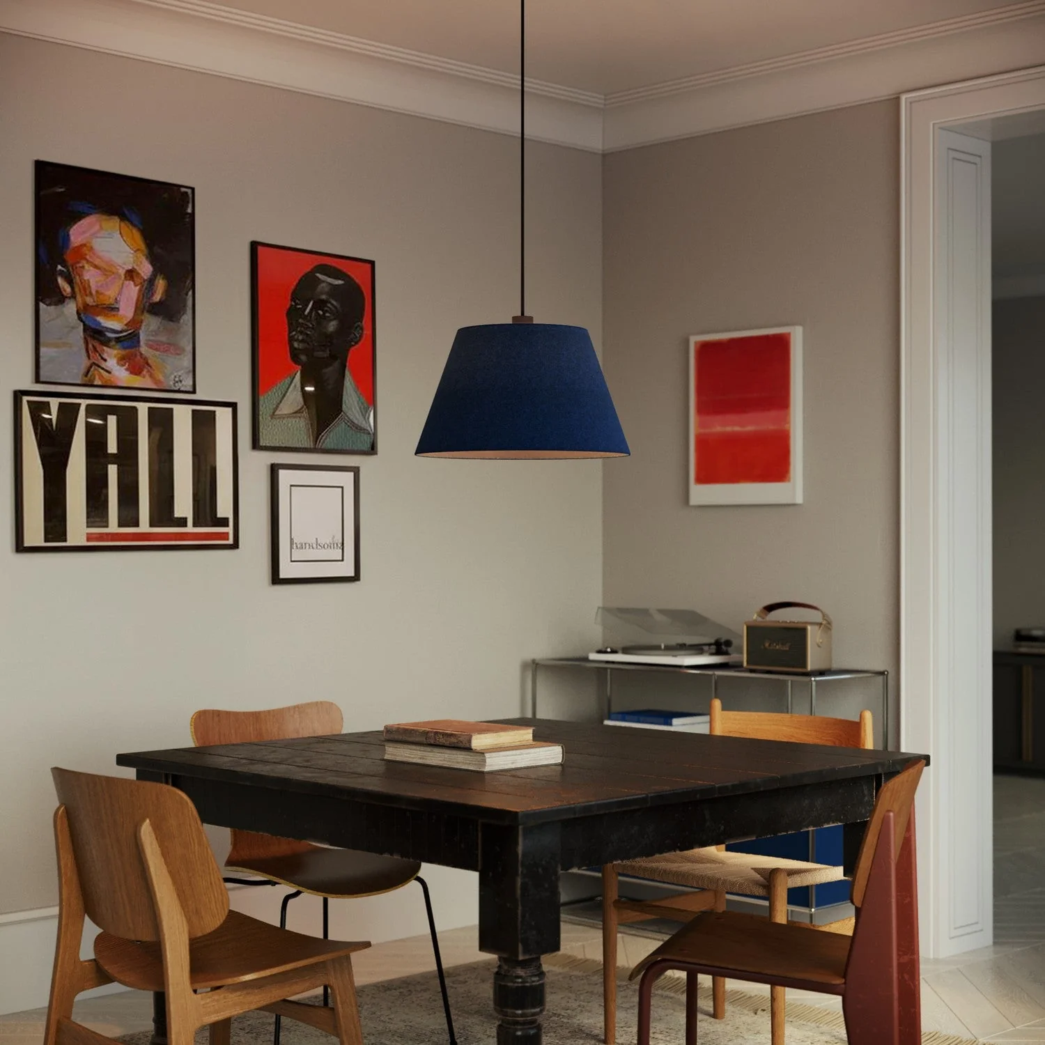 Impero L lampshade for pendant light with E27 fitting - Made in Italy - Blue Wool - Image 2