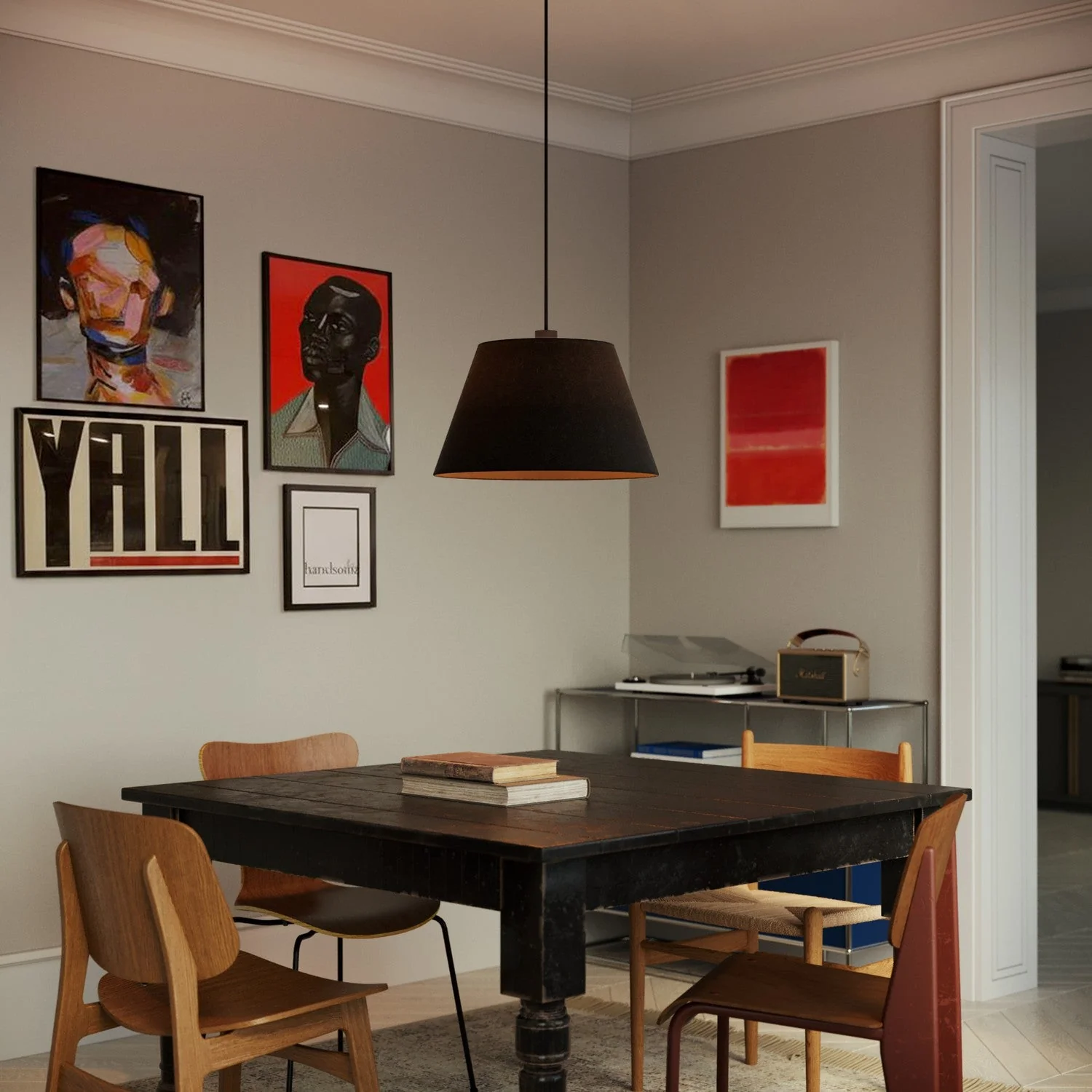 Impero L Lampshade for pendant lamp with E27 fitting - Made in Italy - Dark Gray Wool - Image 2