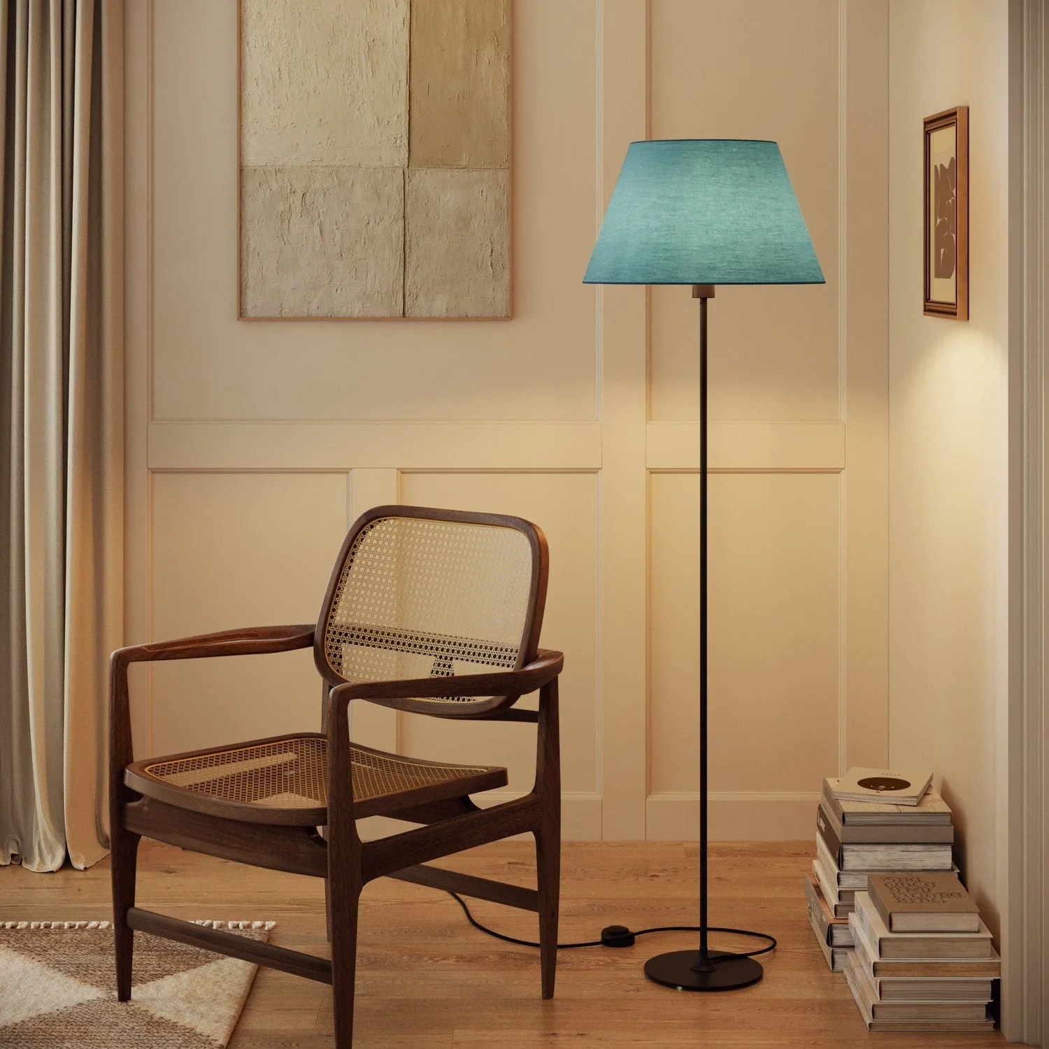 Impero L Lampshade for table lamp or wall sconce with E27 fitting - Made in Italy - Light Green Dubbio Canvas - Image 2