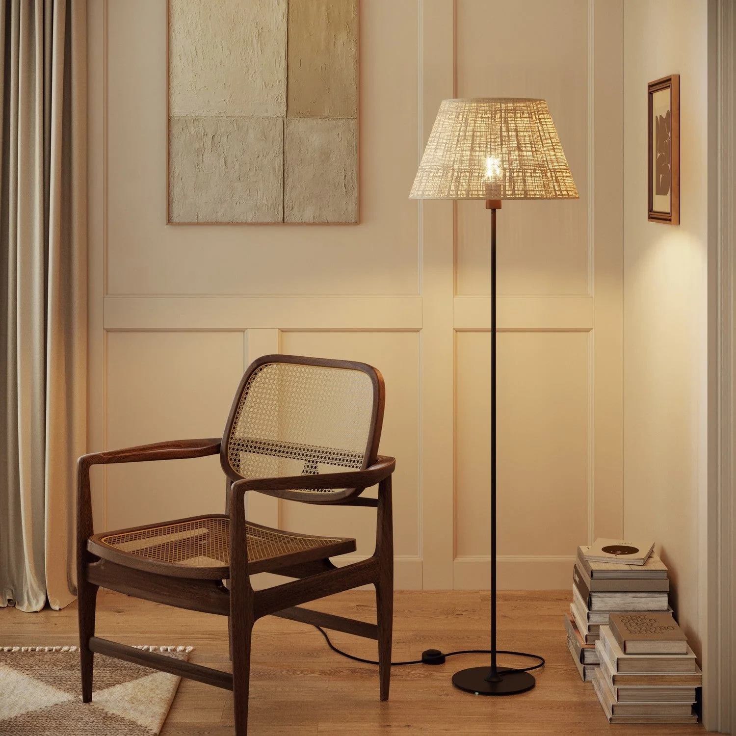 Impero L Lampshade for table lamp or wall sconce with E27 fitting - Made in Italy - Raphia - Image 2