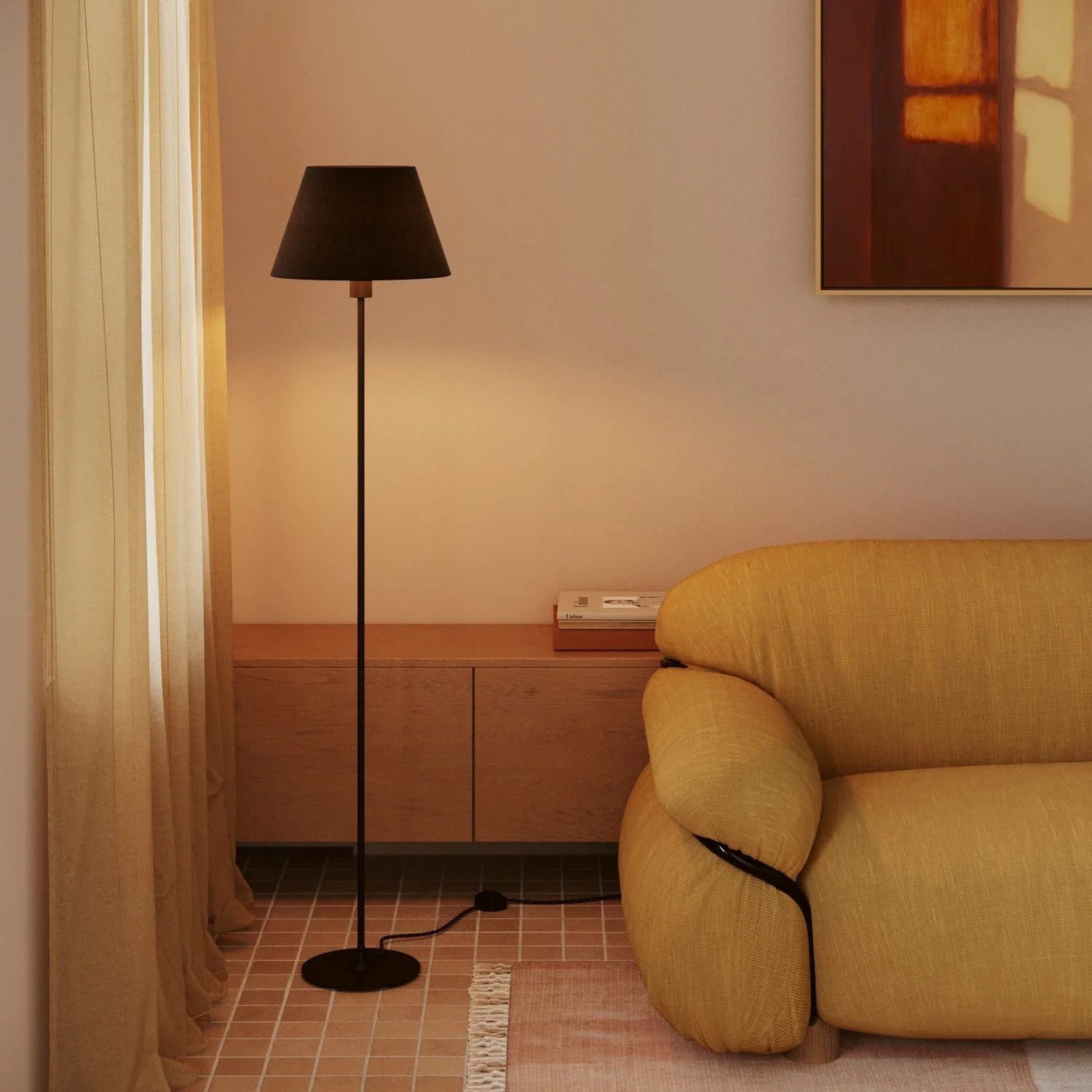 Impero M lampshade in fabric for table lamp or wall light with E27 fitting - Made in Italy - Dark grey wool - Image 2