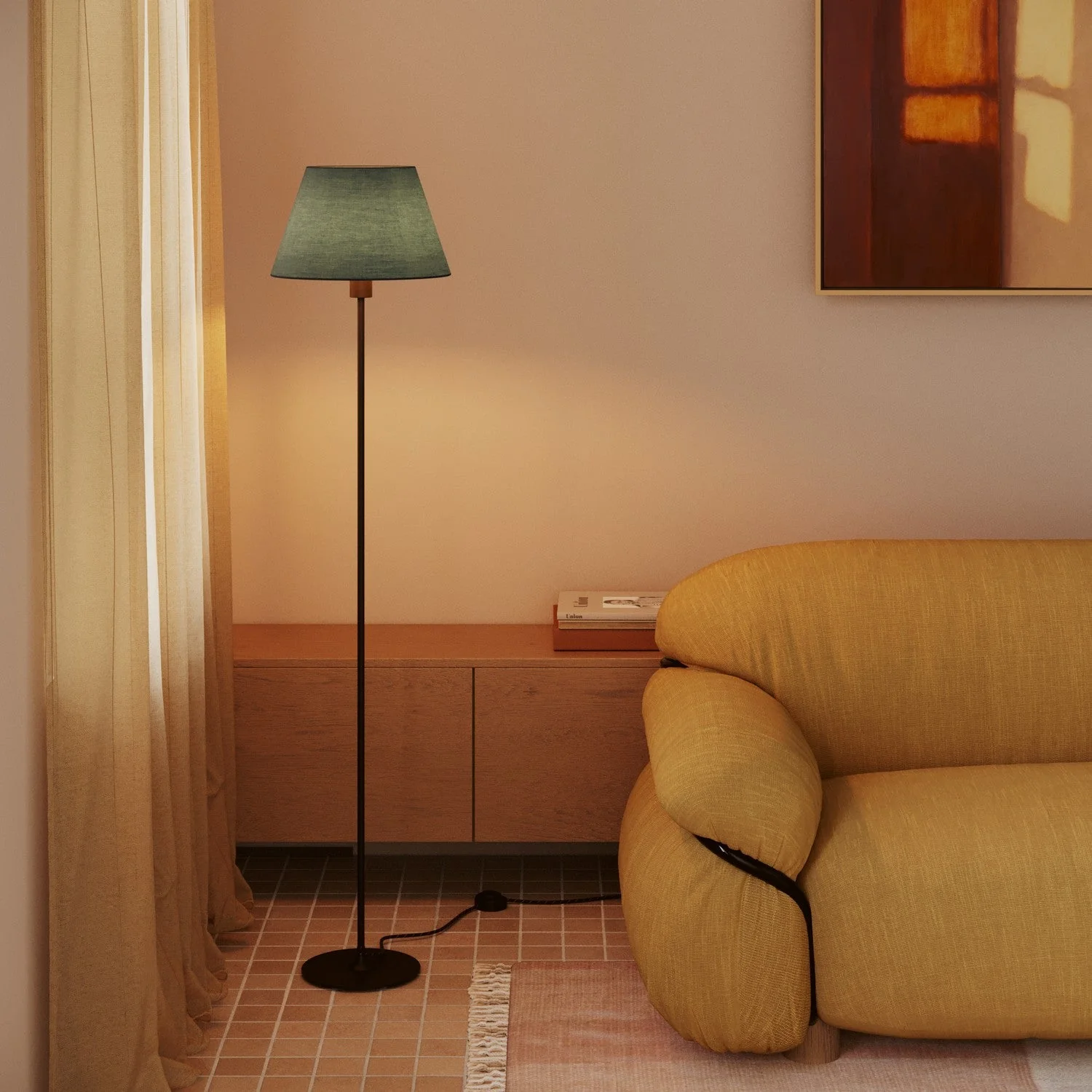Impero M lampshade in fabric for table lamp or wall light with E27 fitting - Made in Italy - Severe blue canvas - Image 2