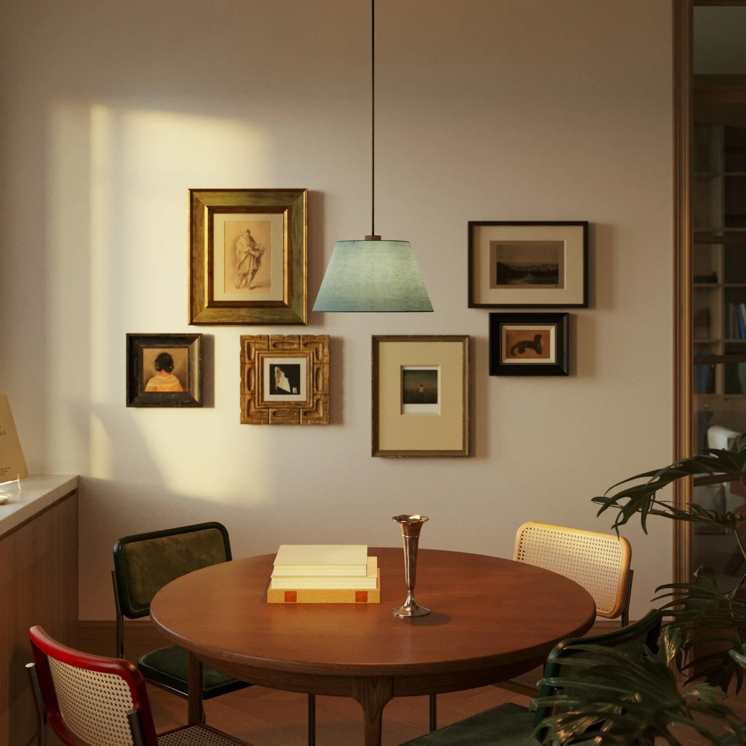 Impero M Lampshade for pendant light with E27 fitting - Made in Italy - Verde Dubbio Fabric - Image 2