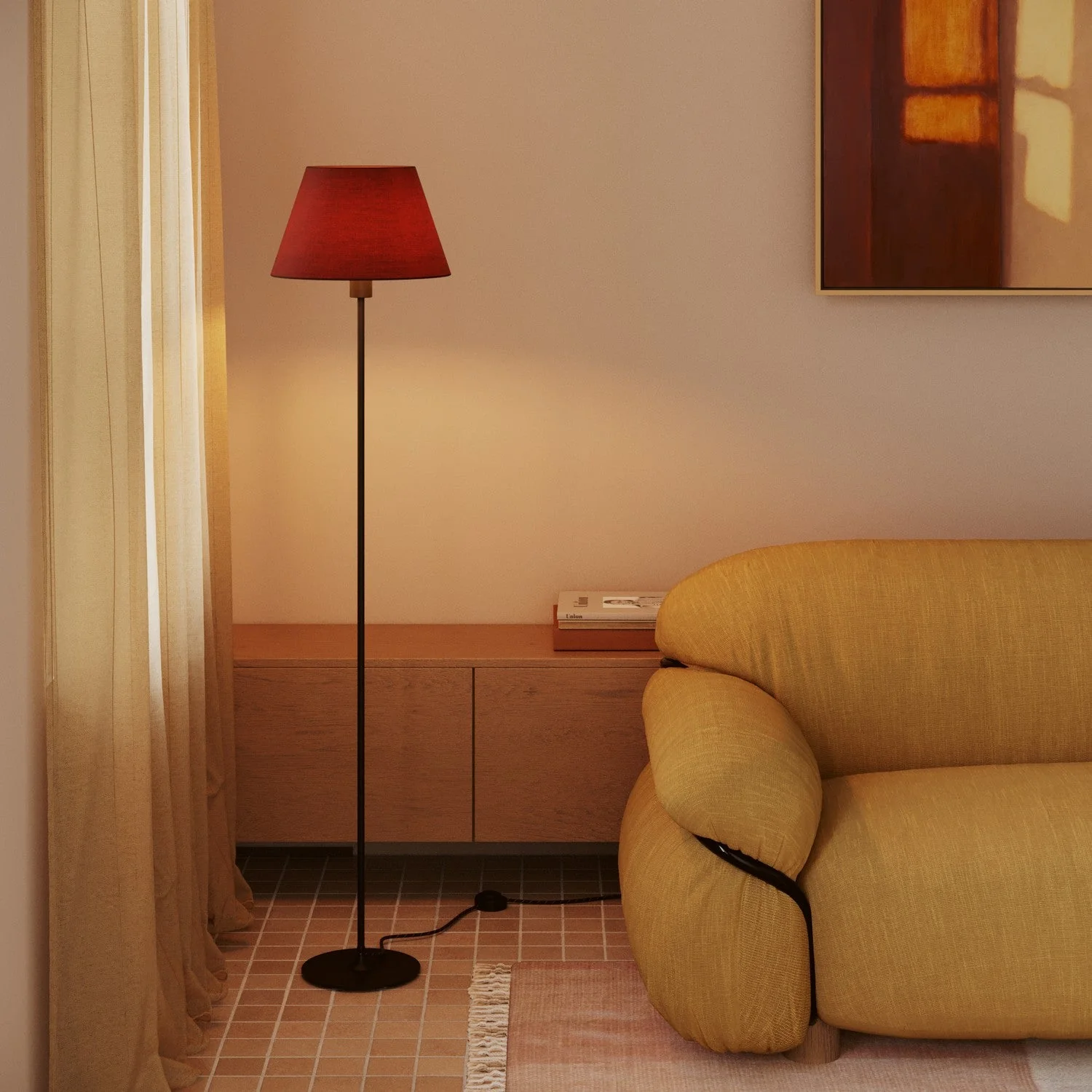 Impero Lampshade M in fabric for floor lamp with E27 fitting - Made in Italy - Arenal Bordeaux - Image 2