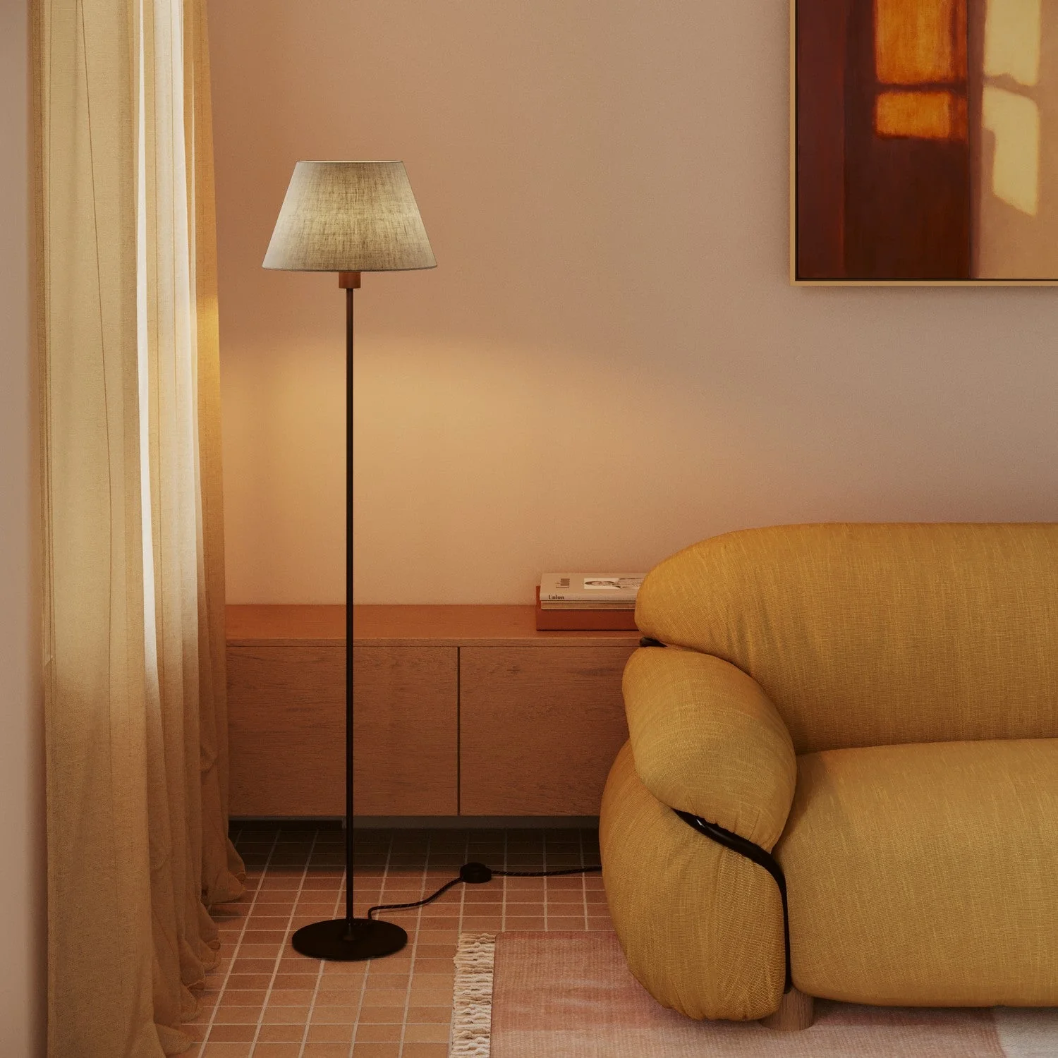 Impero M Lampshade in fabric for floor lamp with E27 socket - Made in Italy - Camelot Gray - Image 2